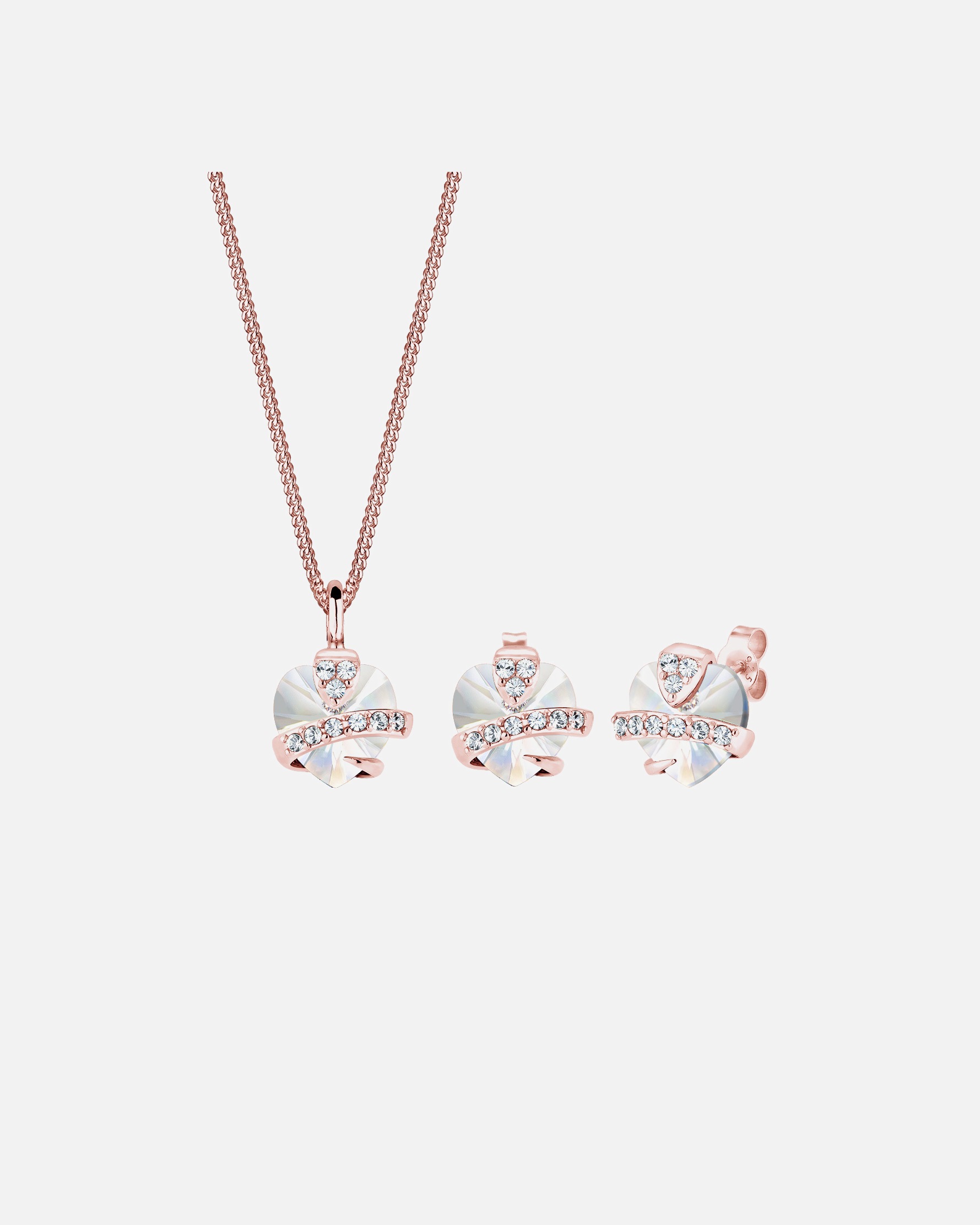 Schmuck für Weiblich Elli Herz Glamourös 925 Silber, mit Kristallen von Swarovski® rosefarben