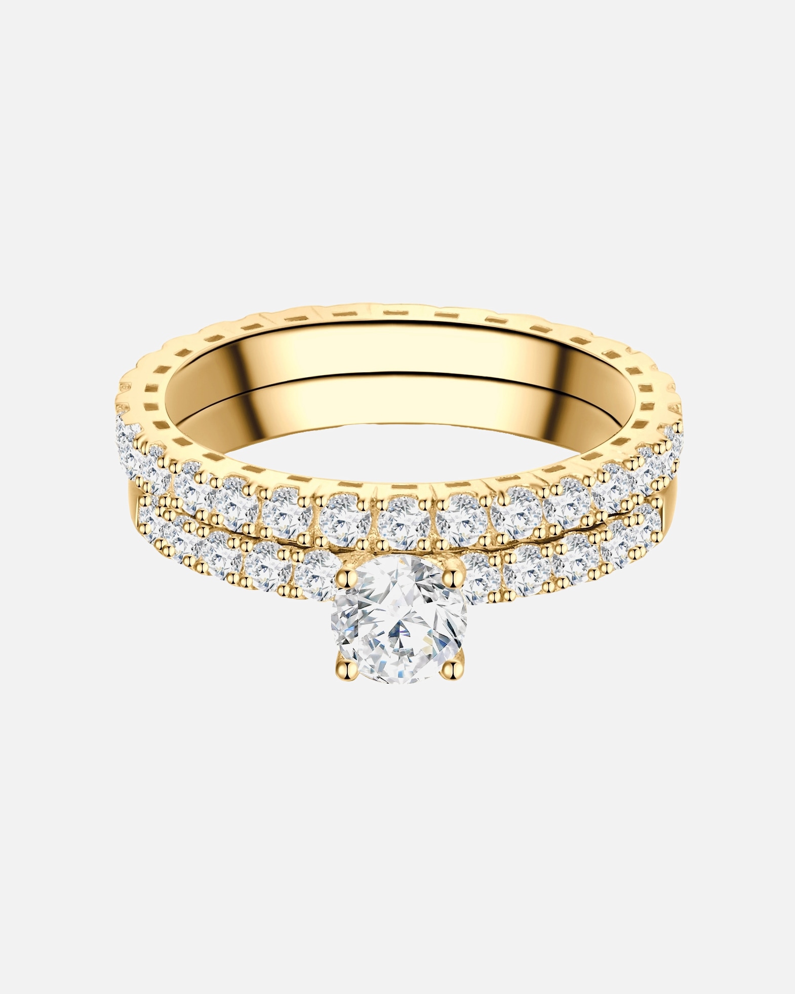 Ring für Weiblich Trilani Ring aus Sterling Silber in Gelbgold mit Zirkonia 50