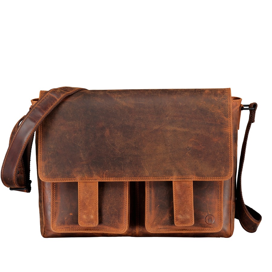 Hausfelder Manufaktur Kuriertasche Huntsville Henrik mit Laptopfach 15 Zoll Natur Herren