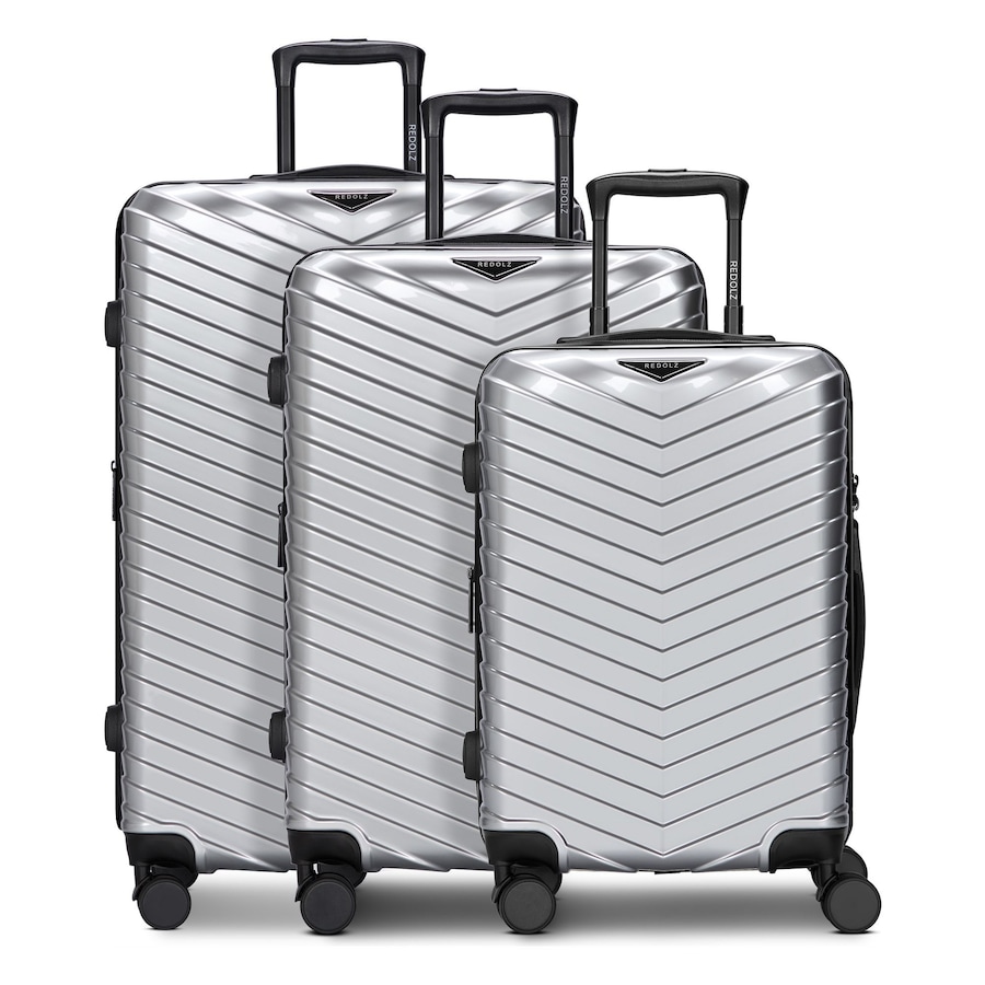 Redolz Essentials 18 4 Rollen Kofferset 3-teilig mit Dehnfalte Metallic-Silver Shiny Silber Herren