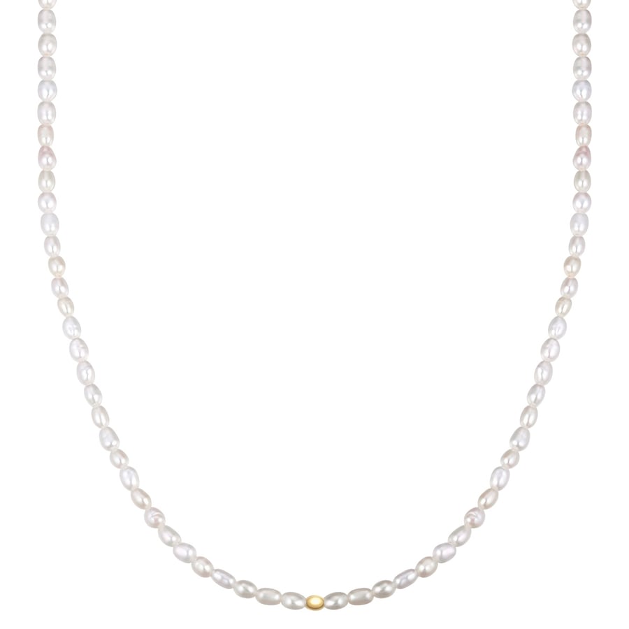 Glanzstücke München Halskette aus Sterling Silber in gelbgold mit Süßwasser-Zuchtperle 40,0 cm Basiskette + 5,0 Verlängerung Damen