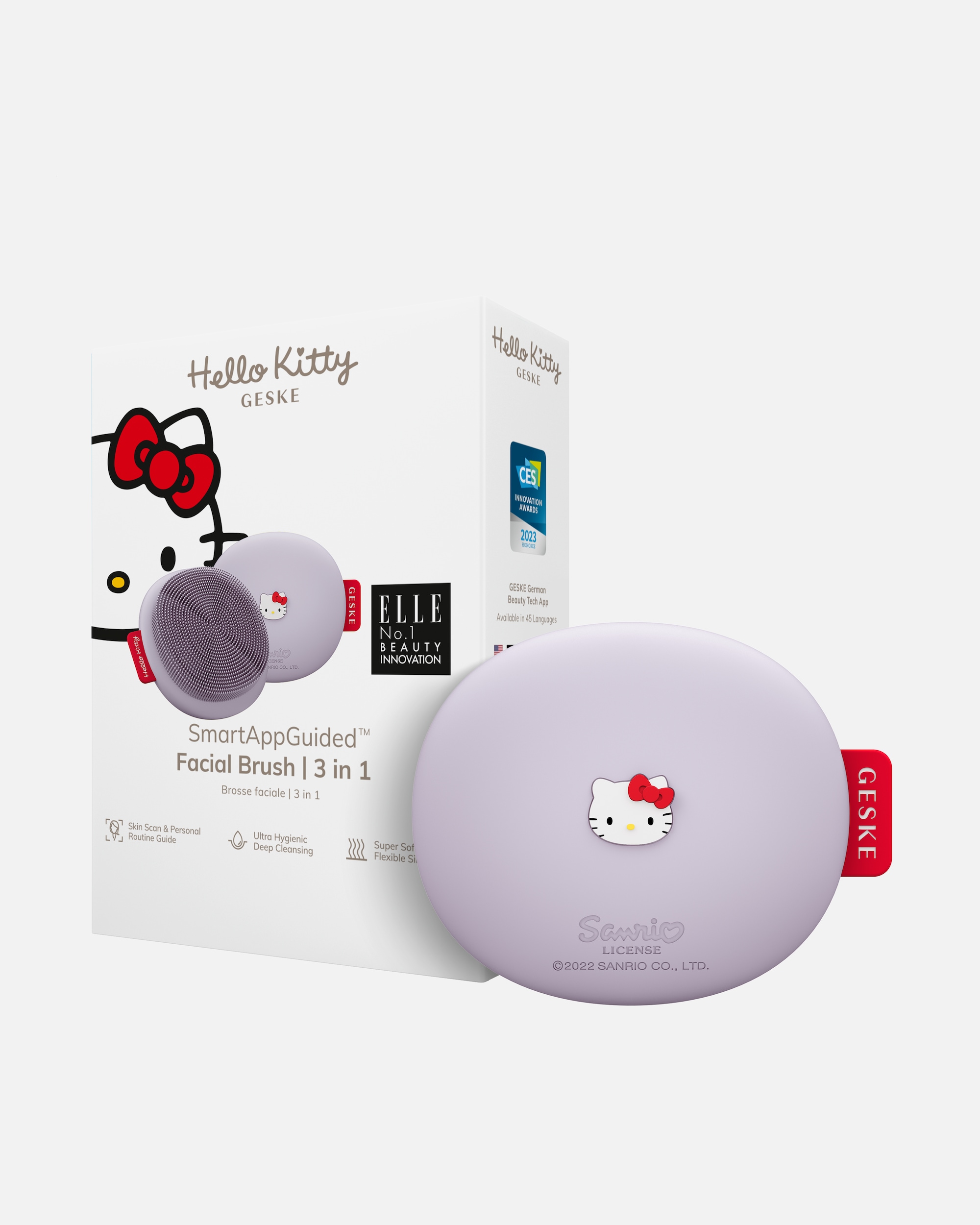 Reinigungsinstrument für Unisex Geske SmartAppGuided™ Facial Brush | 3 in 1 Hello Kitty Purple