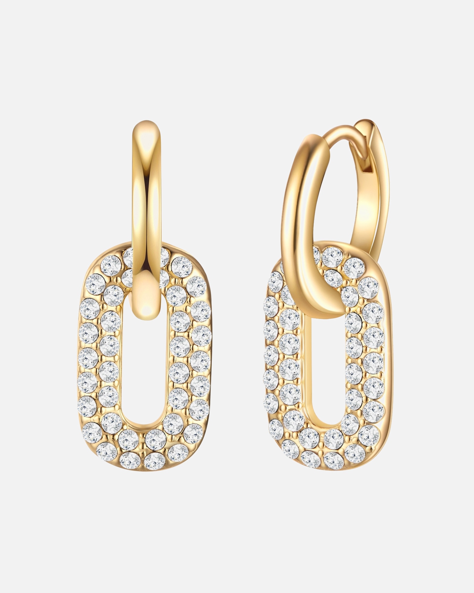 Ohrringe für Weiblich Lulu & Jane Ohrhänger aus Metall in Gelbgold mit verziert mit Kristallen von Swarovski® 24,1 mm