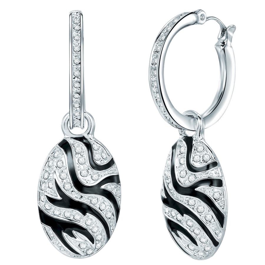 Lulu & Jane Creolen Metall-Legierung verziert mit Kristallen von Swarovski in Silber 47,2 mm Damen