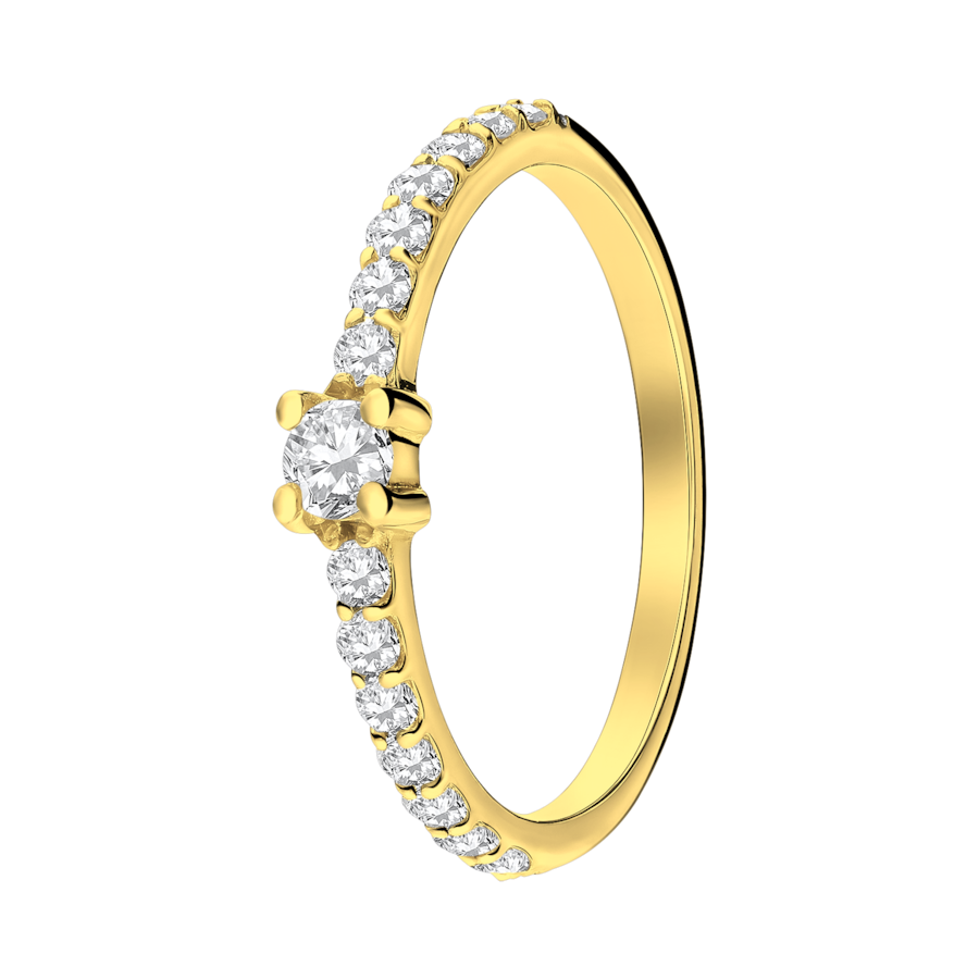 Lucardi Ring 925 Silber Gold - 53mm Damen