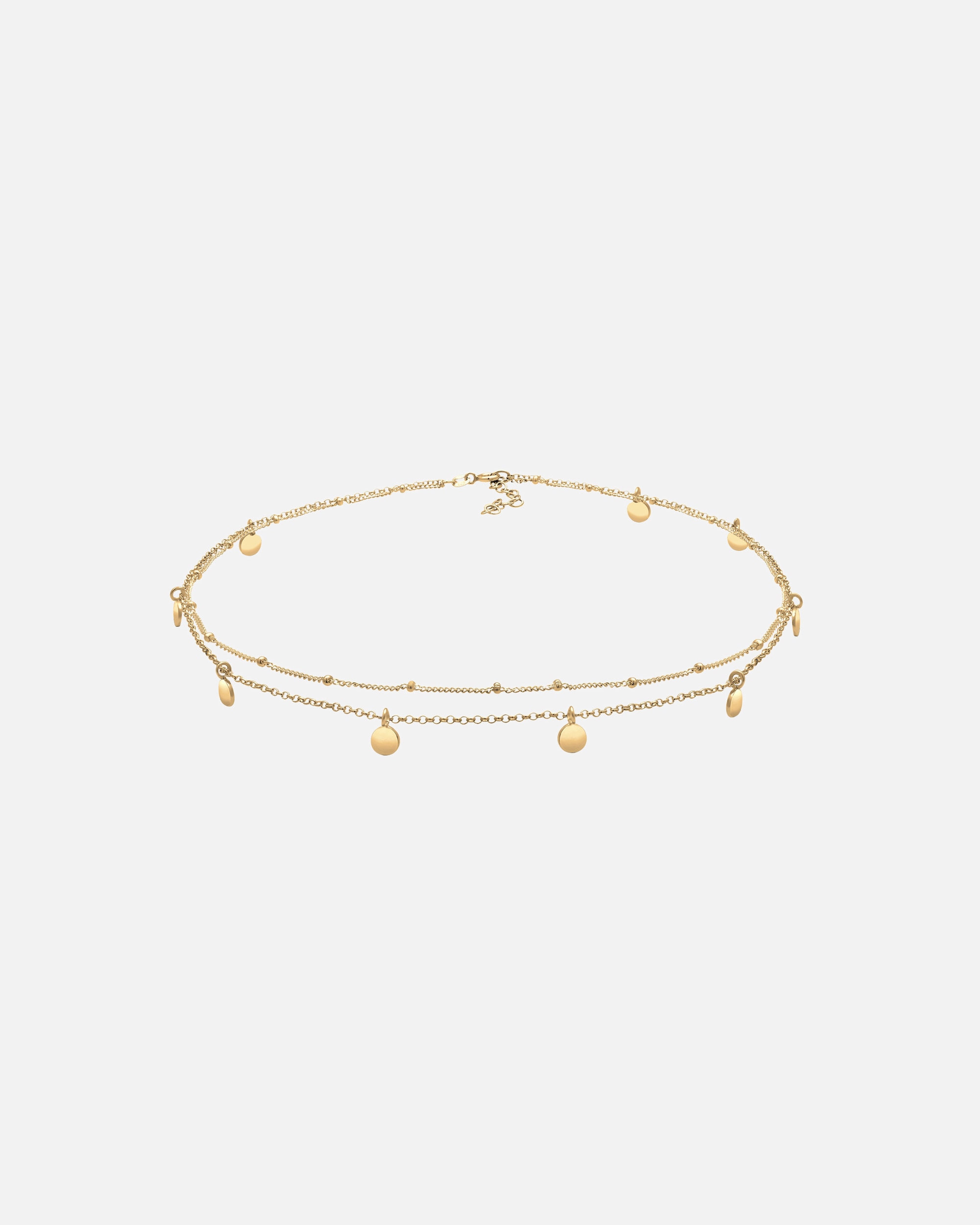 Halskette für Weiblich Elli Choker Layer Look Kugelkette Plättchen 925 Silber goldfarben