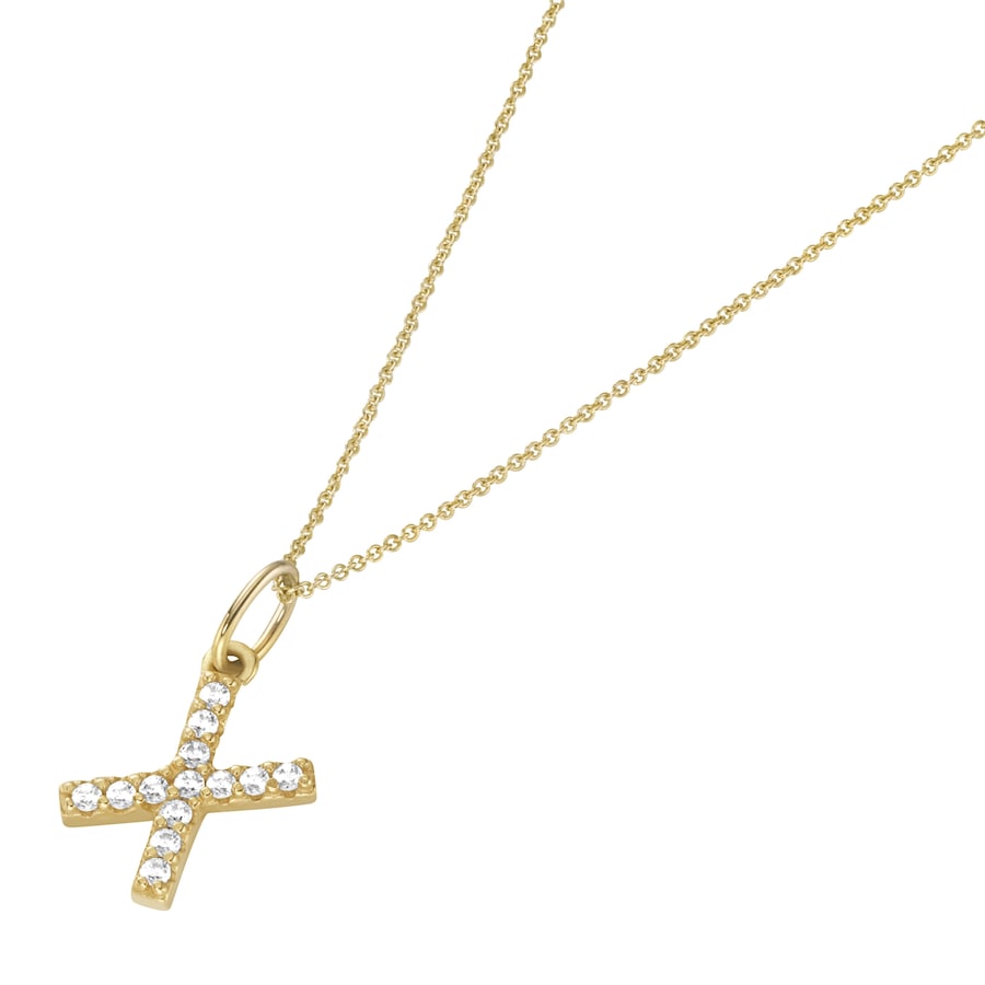 Luigi Merano Kette Anhänger Buchstabe X mit Zirkonia, Gold 375 45 cm Damen