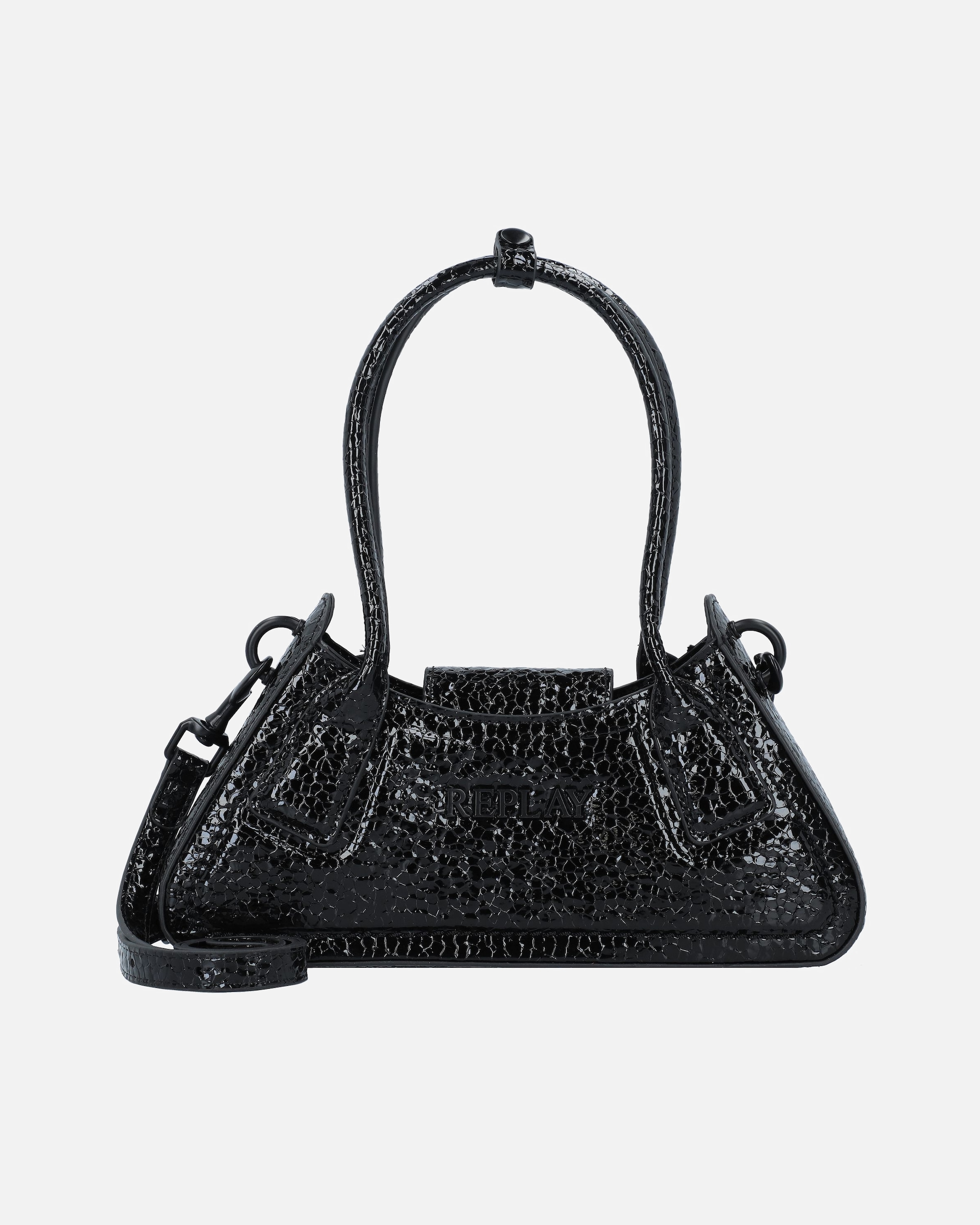 Clutch für Weiblich Replay Henkeltasche shiny black