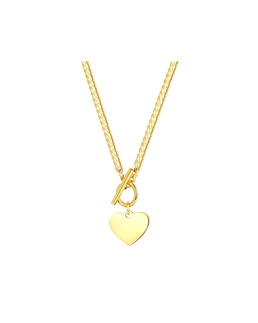 Hey Happiness Herz Kette mit Knebelverschluss aus Edelstahl Gold Damen