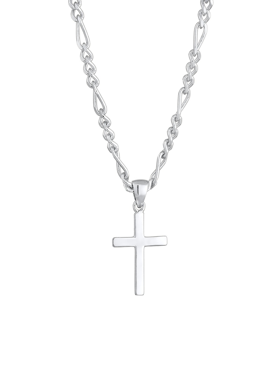 KUZZOI Herren Figarokette Kreuz 925 Silber silberfarben