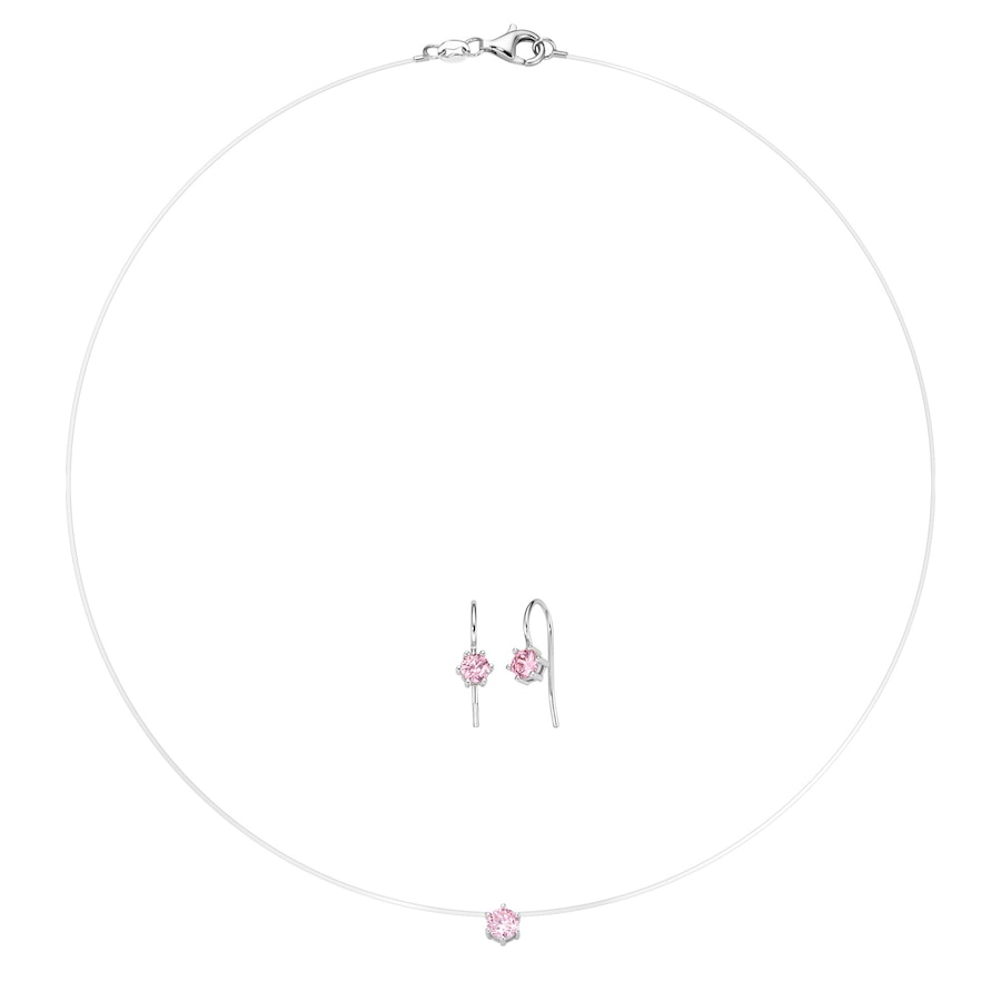 Smart Jewel Schmuckset Collier mit Ohrschmuck, Silber 925 Rosa Nude