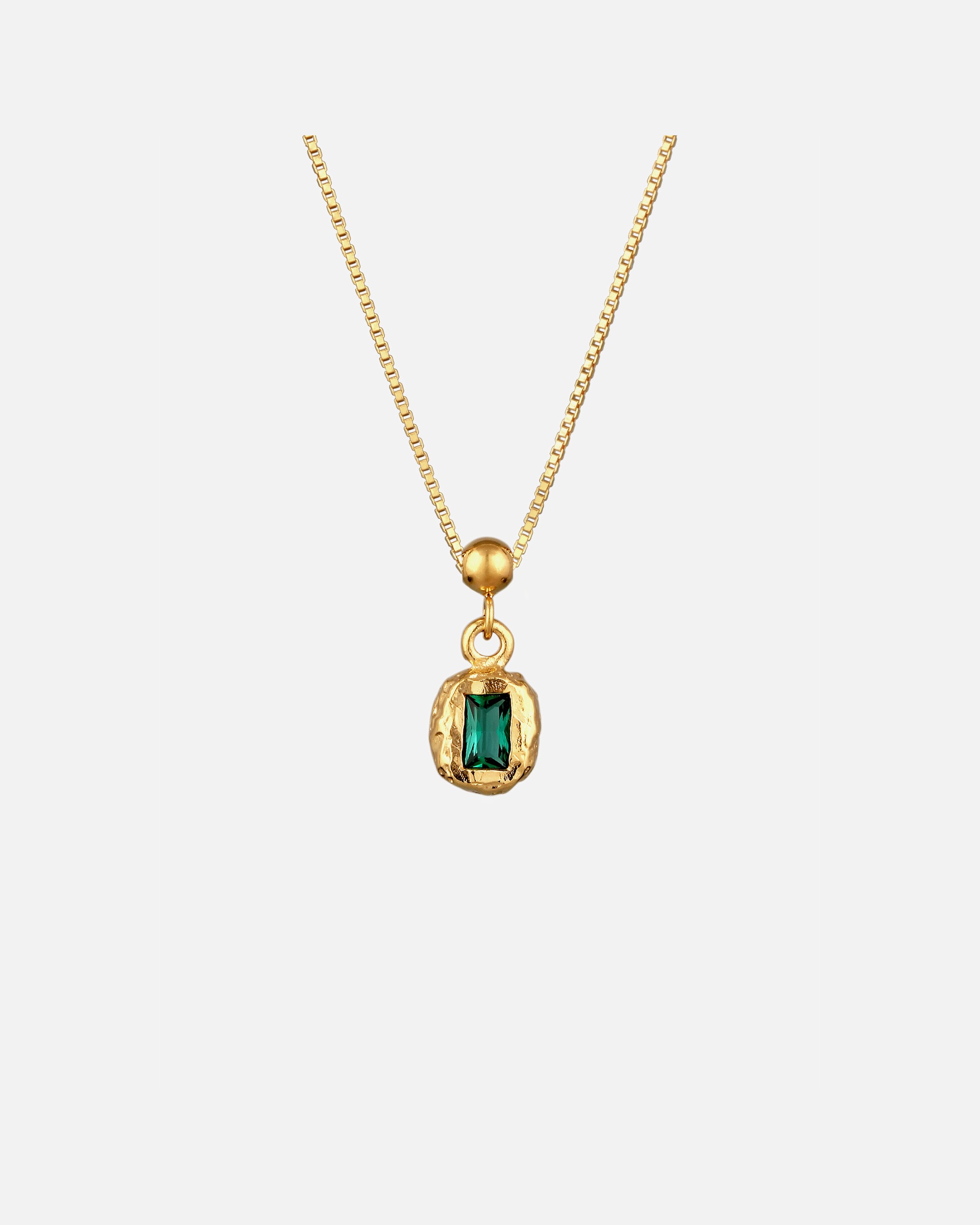 Halskette für Weiblich Elli PREMIUM Rechteck Synthetischer Smaragd Grün 925 Sterling Silber goldfarben