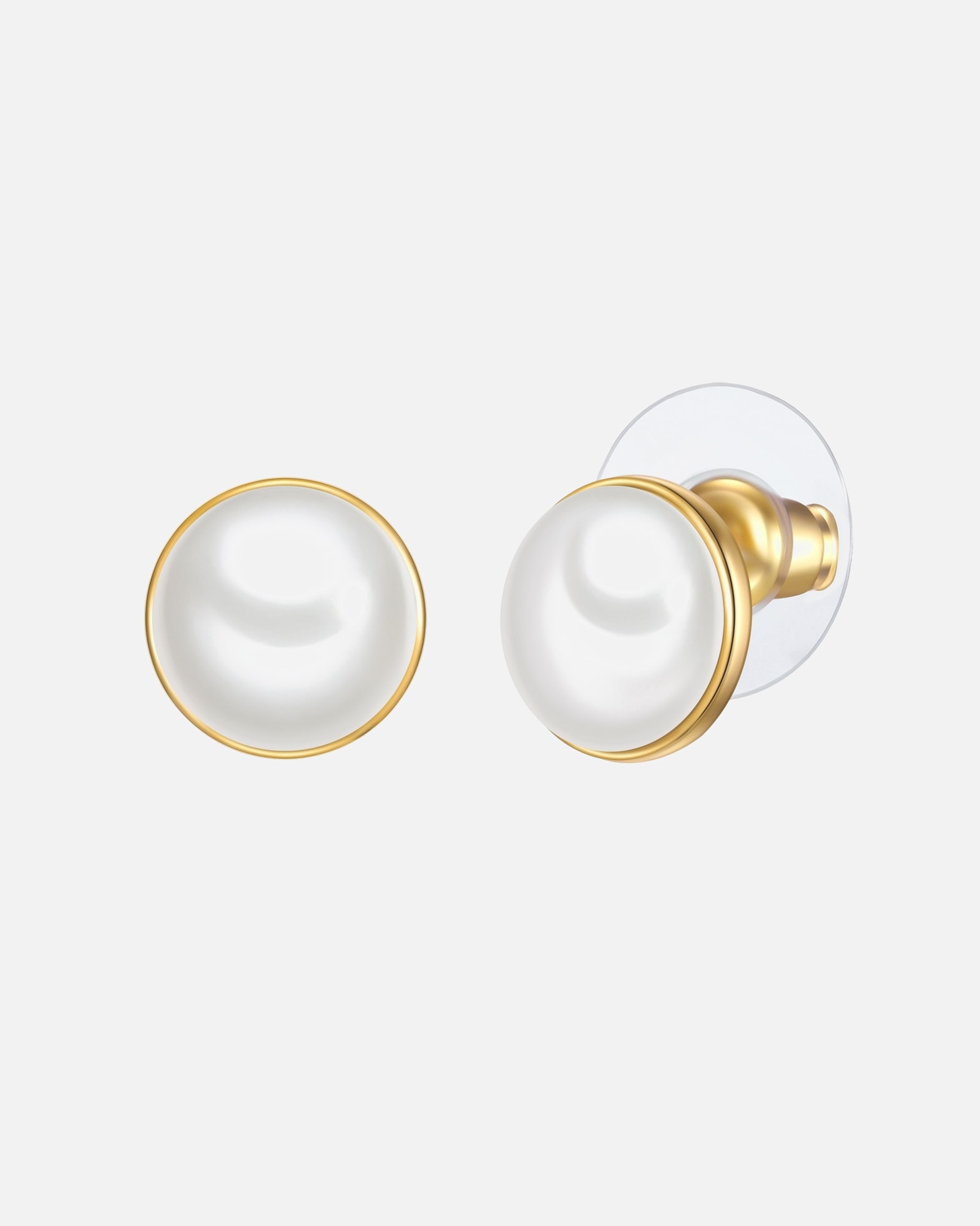 Ohrringe für Weiblich Yokoamii Perlen-Ohrstecker aus Metall-Legierung in Gelbgold mit Glasperle 10,6 mm