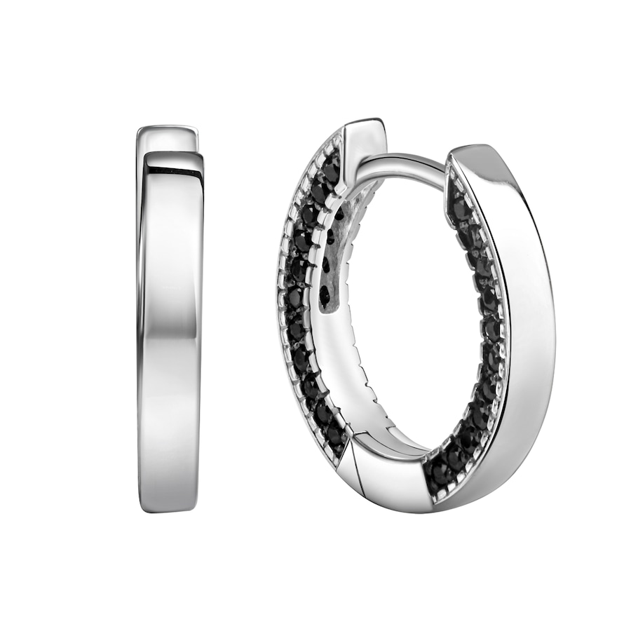 Celesta Ohrringe 925/- Sterling Silber Zirkonia schwarz Silbergrau Weiss Damen