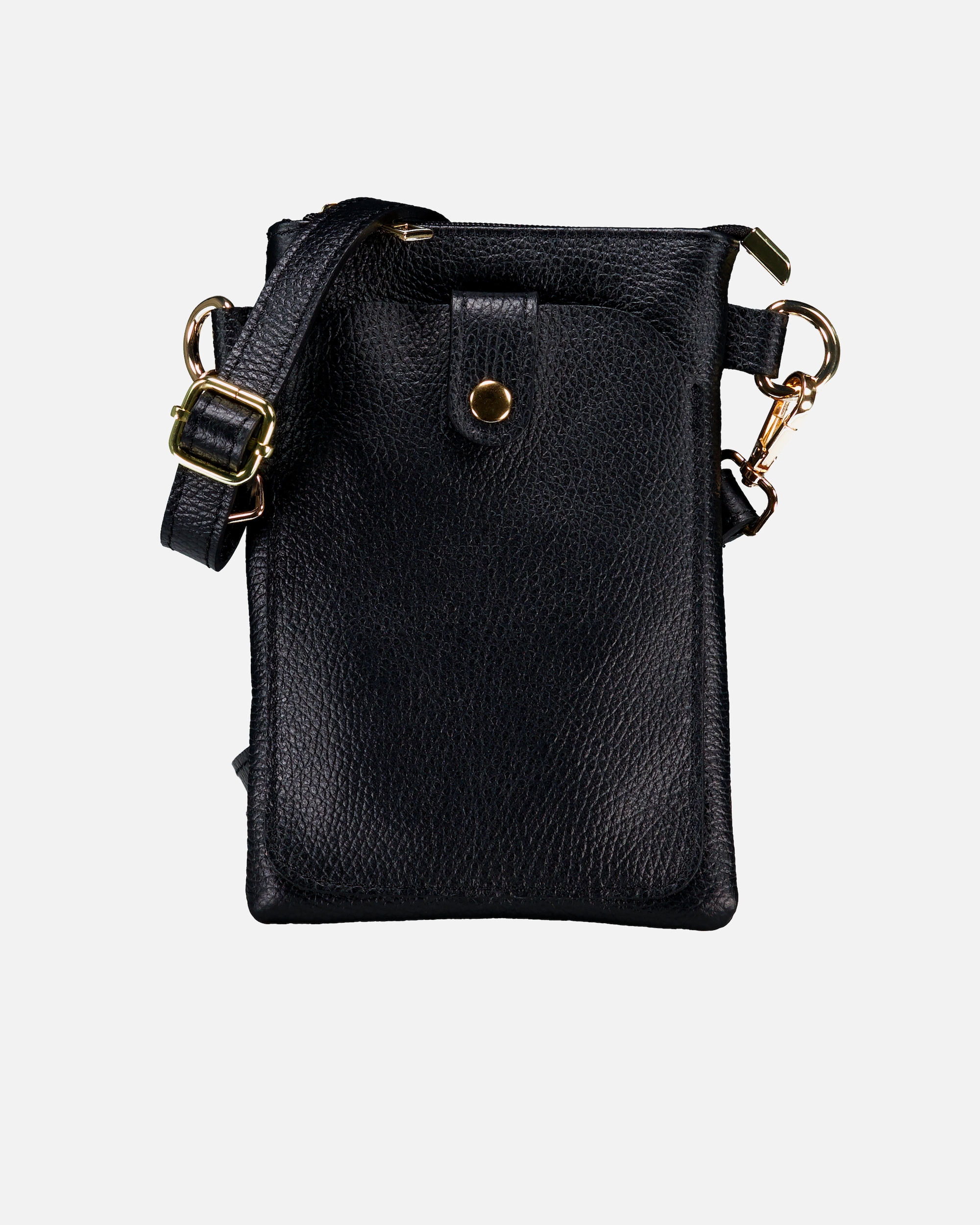 Umhängetasche für Weiblich Hausfelder Manufaktur Umhängetasche / Handytasche mit Goldfittings Schwarz