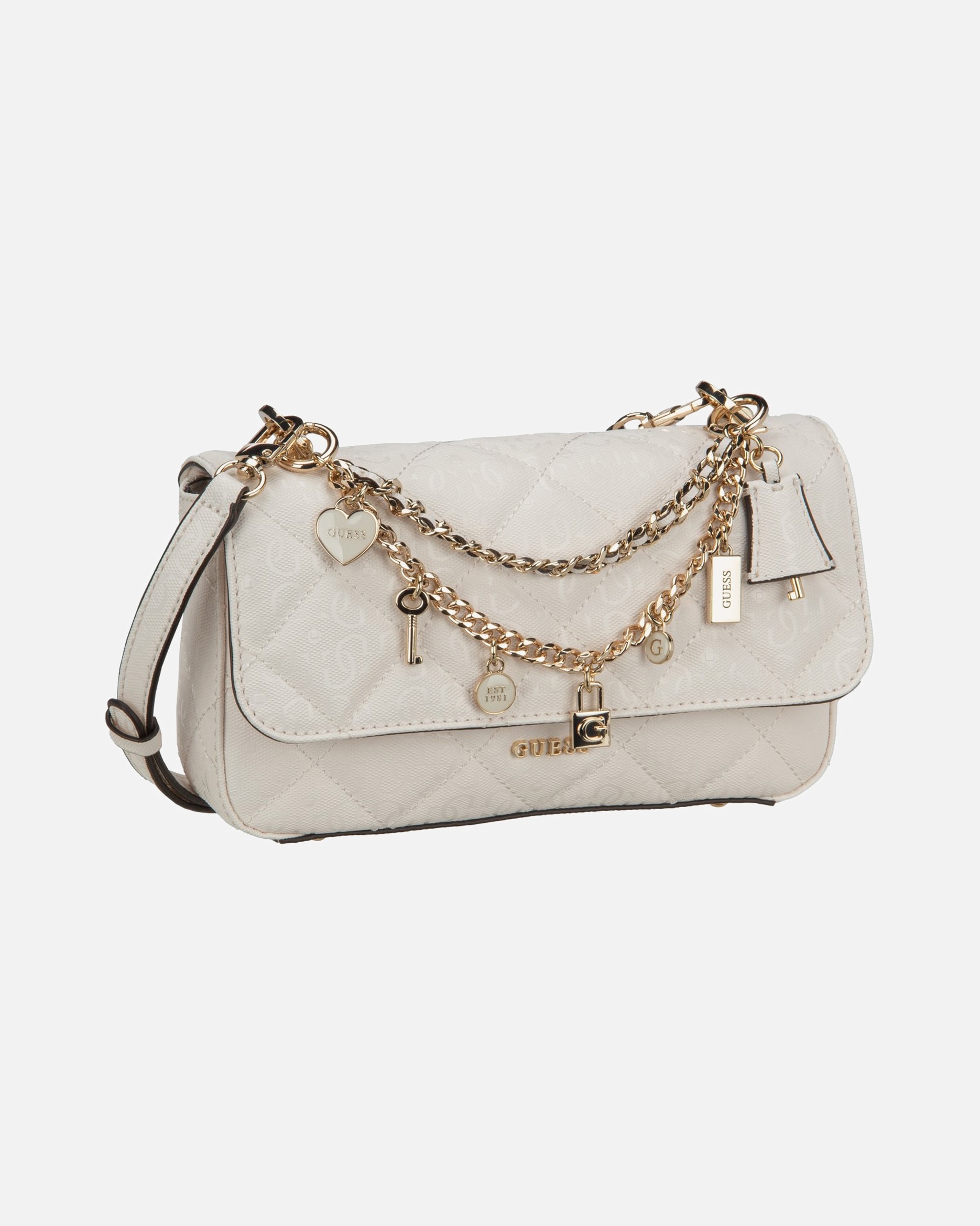 Handtasche für Weiblich Guess Handtasche Libby Flap Off White