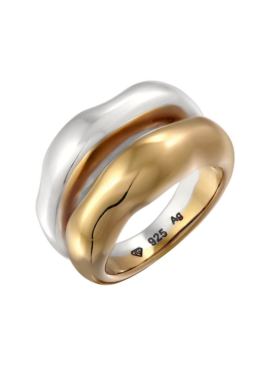 Elli PREMIUM Bandring 925 Sterling Silber vergoldet 58 Damen
