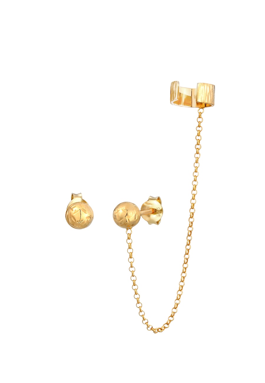 Elli Earcuff Set Asymmetrisch Kugel Trend 925 Silber OneSize Damen