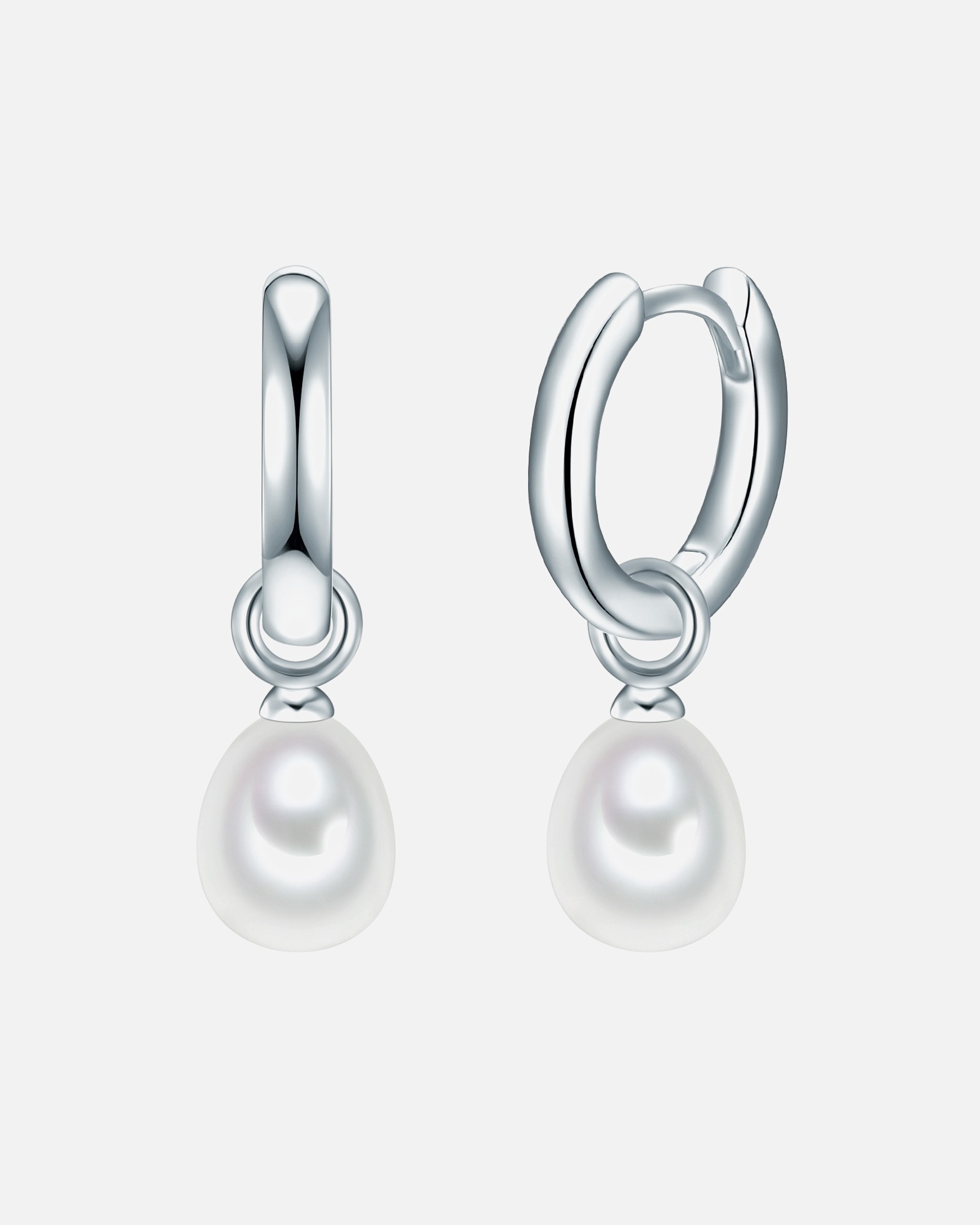 Creolen für Weiblich Valero Pearls Creolen aus Sterling Silber in silber mit Süßwasser-Zuchtperle 14,2 mm