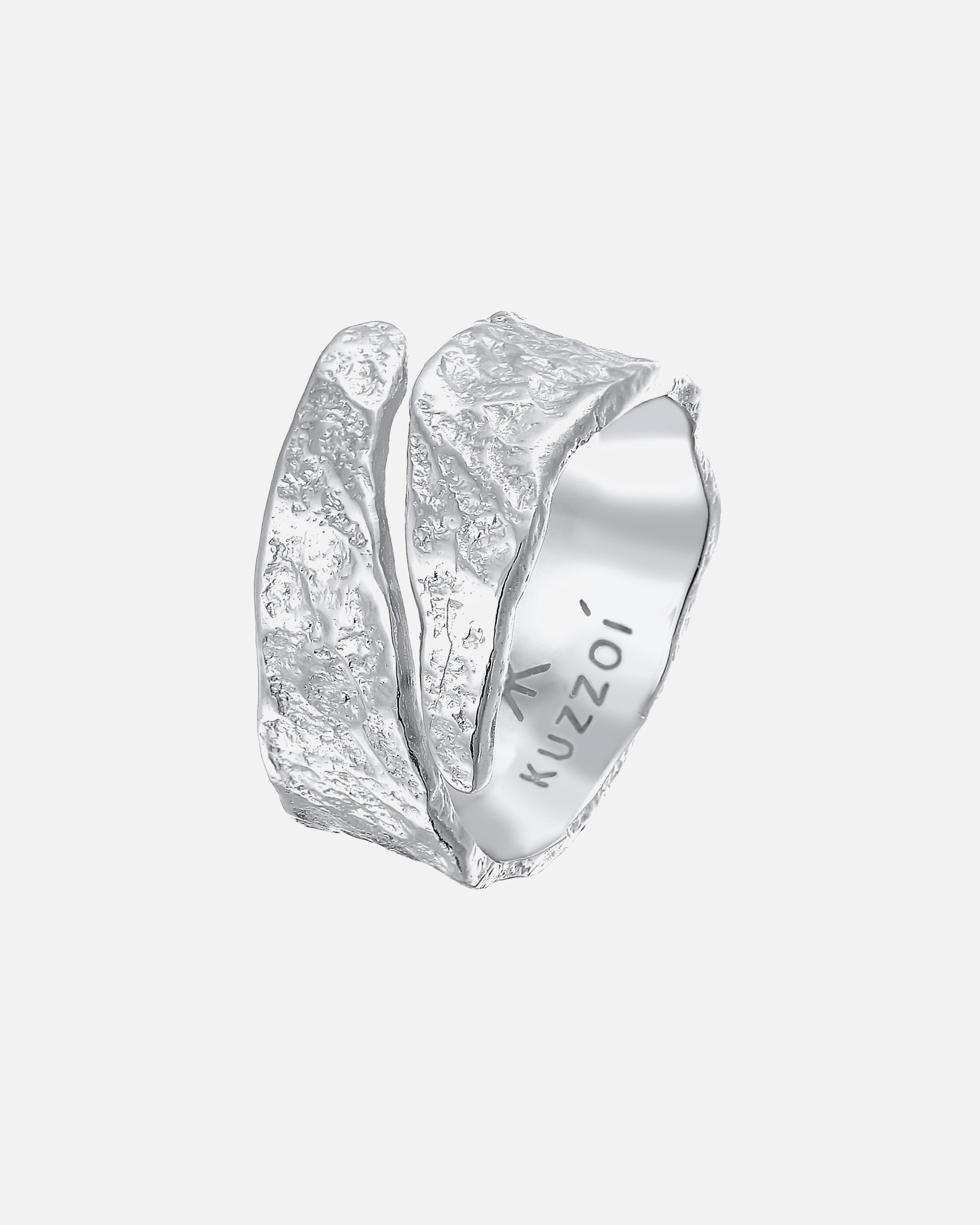 Ring für Männlich KUZZOI Bandring Struktur Used Look 925 Silber 60