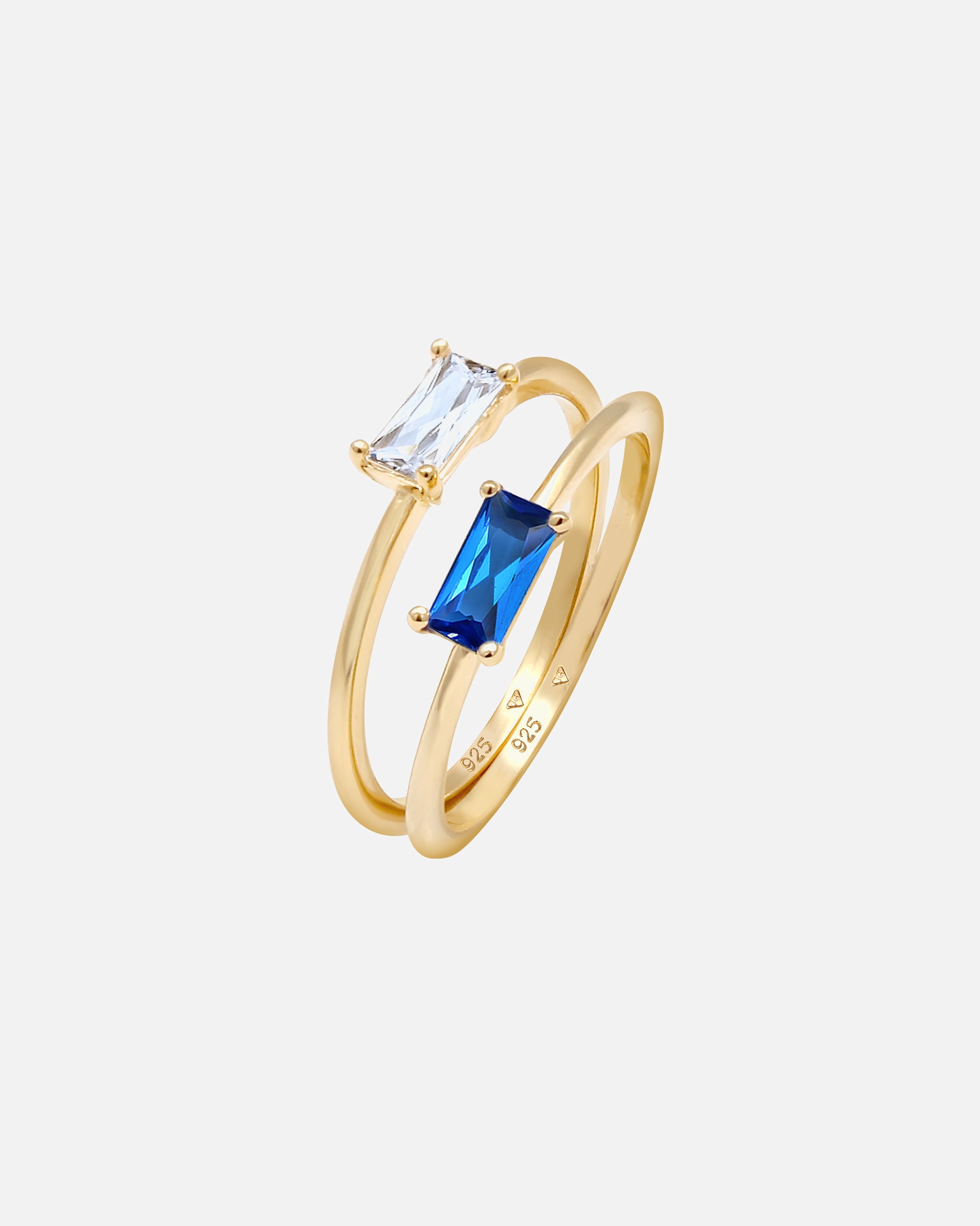 Ring für Weiblich Elli PREMIUM Set Zirkonia Synthetischer Saphir 925 vergoldet 54