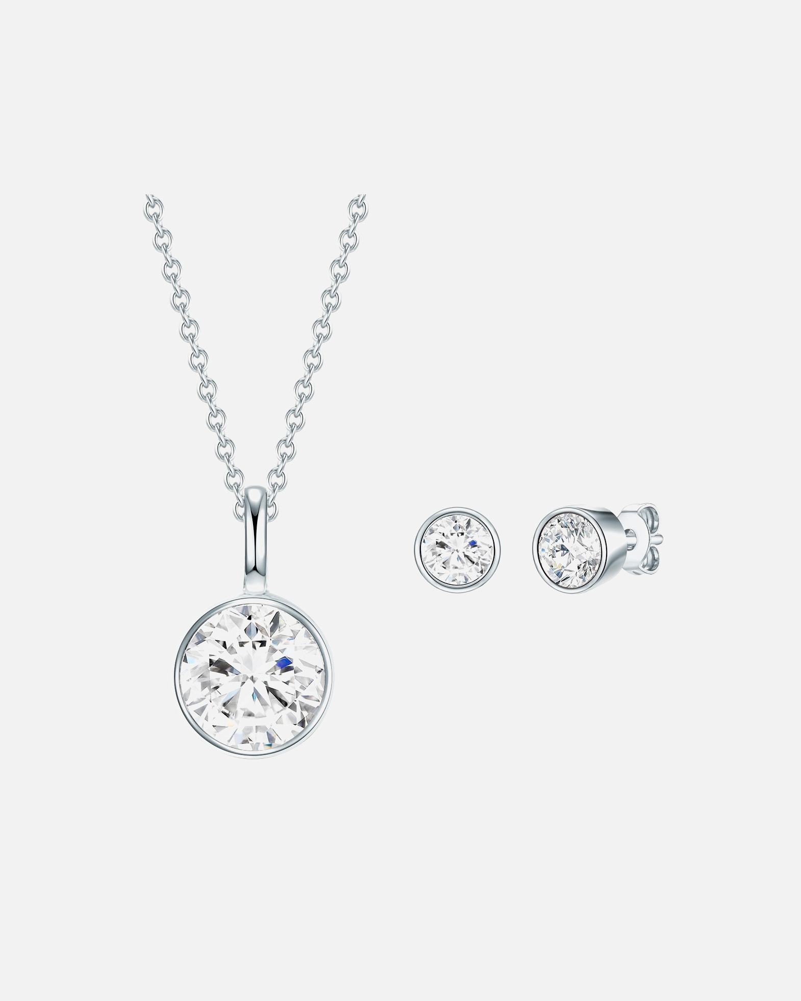 Schmuck für Weiblich Rafaela Donata Set (Kette + Ohrstecker) Gelbvergoldet verziert mit Kristallen von Swarovski® 13,9 mm