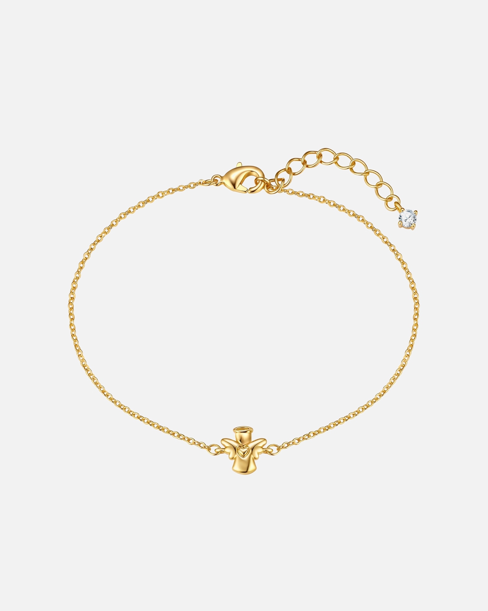 Armband für Weiblich Lulu & Jane Armband Engel aus Messing in gelbgold mit Zirkonia 17,0 cm Basislänge + 3,0 cm Verlängerung