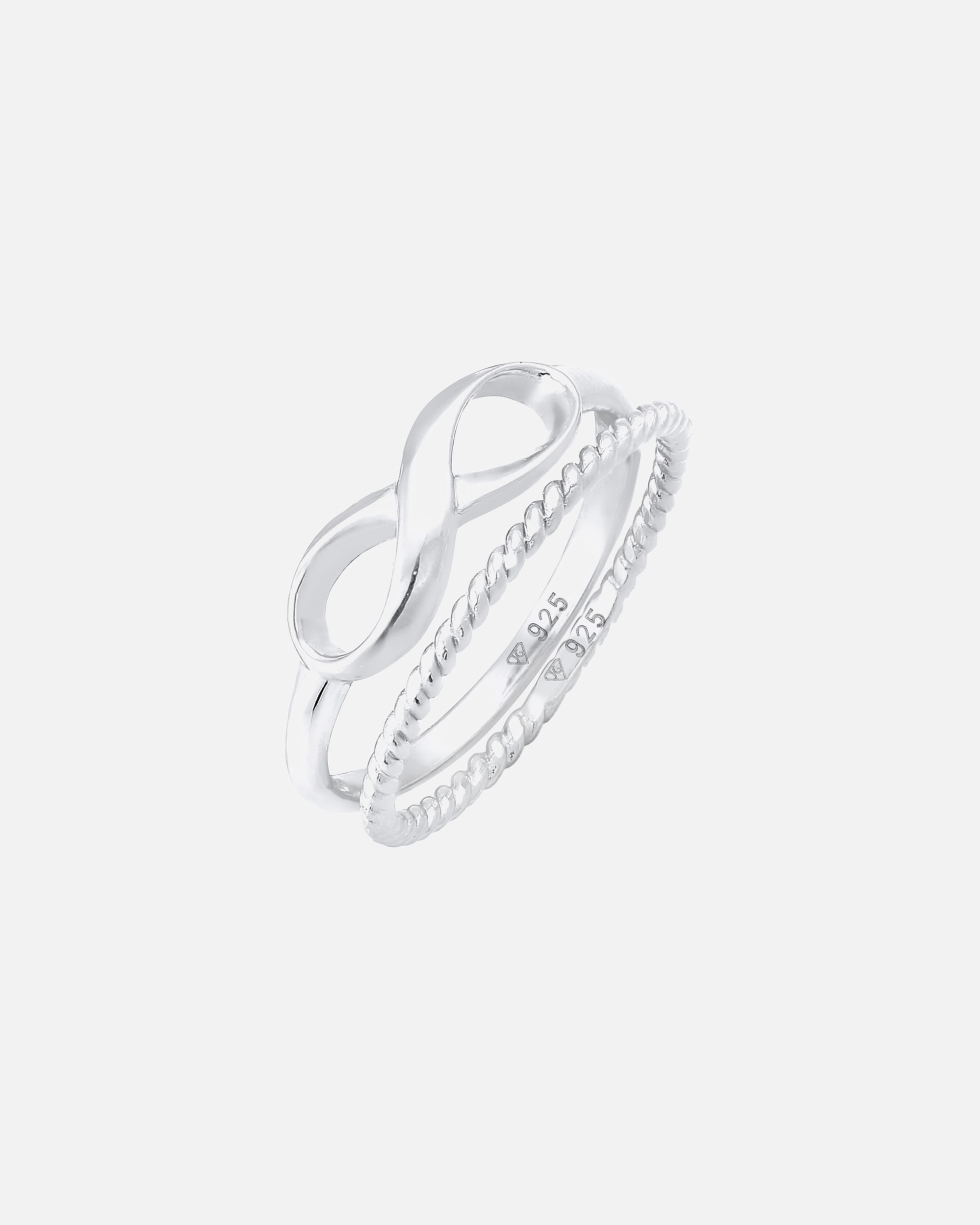 Ring für Weiblich Elli Infinity Stapelring Twisted 2er Set 925 Silber 54