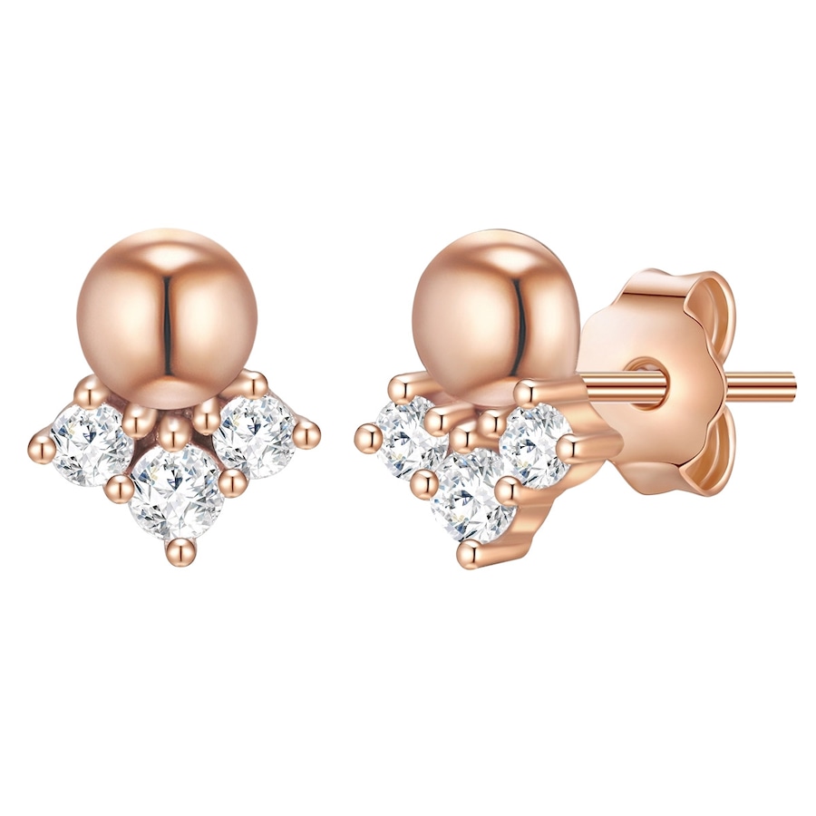 Glanzstücke München Ohrstecker Kugel Sterling Silber Zirkonia in Roségold 6,8 mm Damen