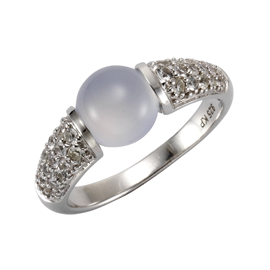 Jamelli Ring 925/- Sterling Silber Chalcedon hellblau 058 (18,5) Damen
