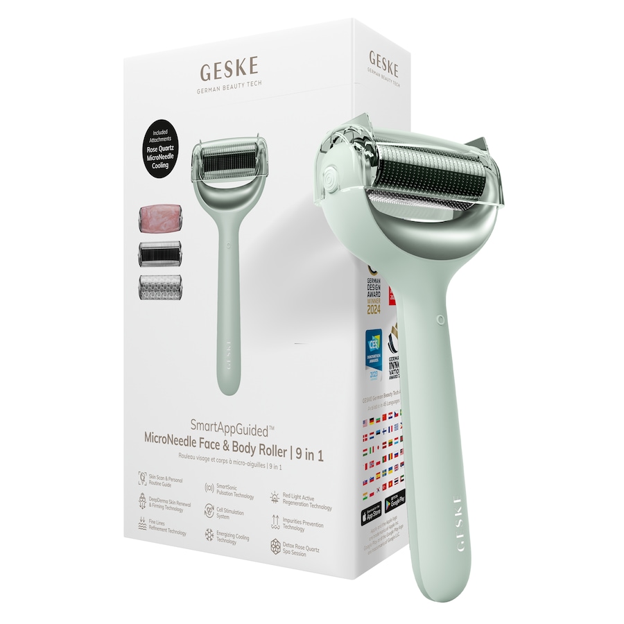 GESKE SmartAppGuided MicroNeedle Face & Body Roller | 9 in 1 Green