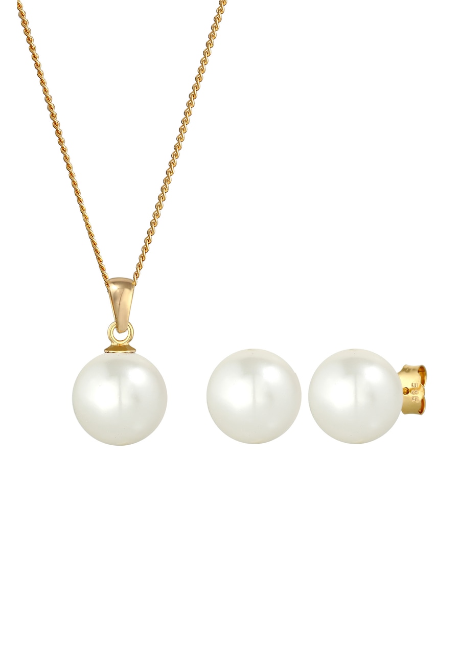 Elli PREMIUM Süßwasserzuchtperle 585 Gelbgold Weiß Damen