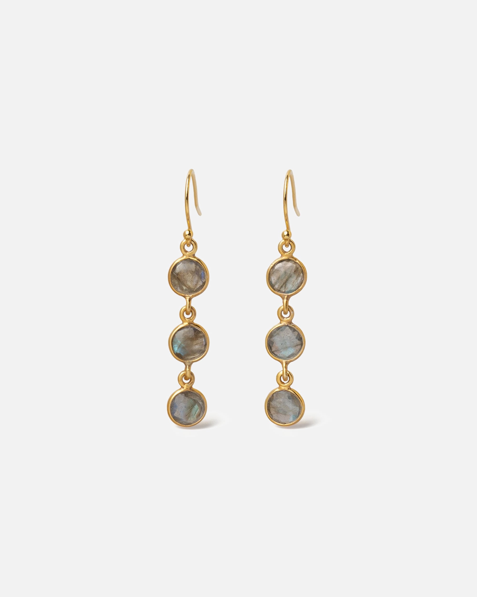 Ohrringe für Weiblich Fleur de Pres Default Brand Line Ohrhänger 925/- Sterling Silber Labradorit blau gelb vergoldet