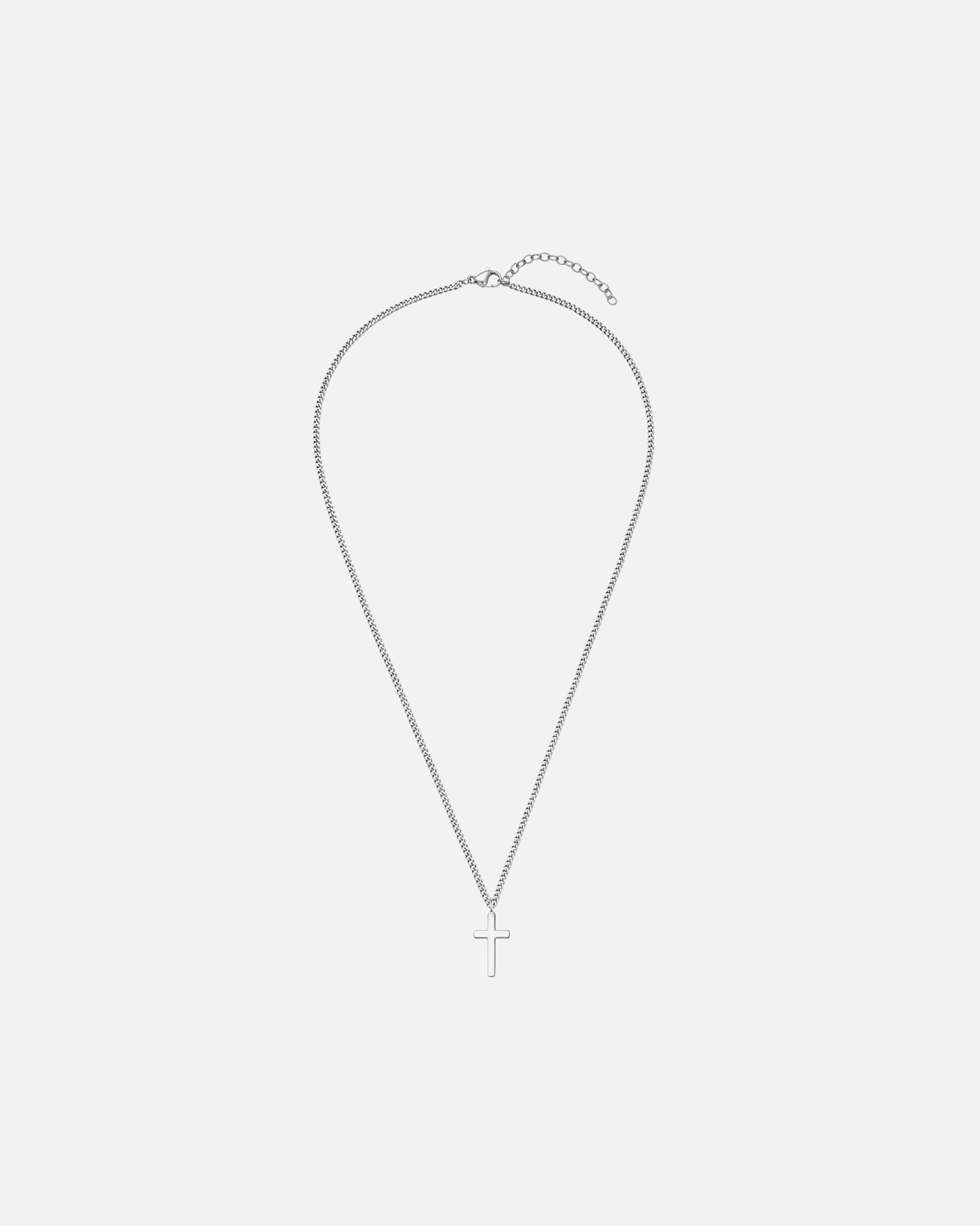 Halskette für Männlich True Rebels Kreuz aus Edelstahl in silber 50,0 cm Basiskette + 5,0 cm Verlängerung