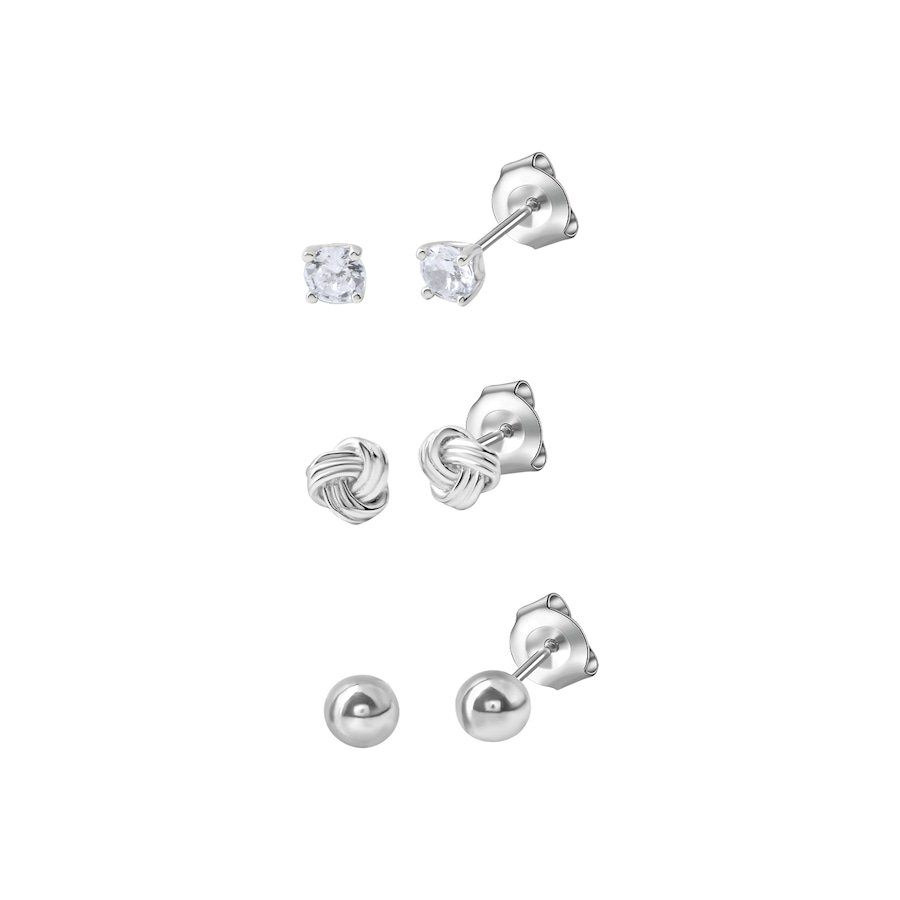 Celesta Ohrstecker Set 925 Sterling Silber rhodiniert Zirkonia 925/- weiß Damen