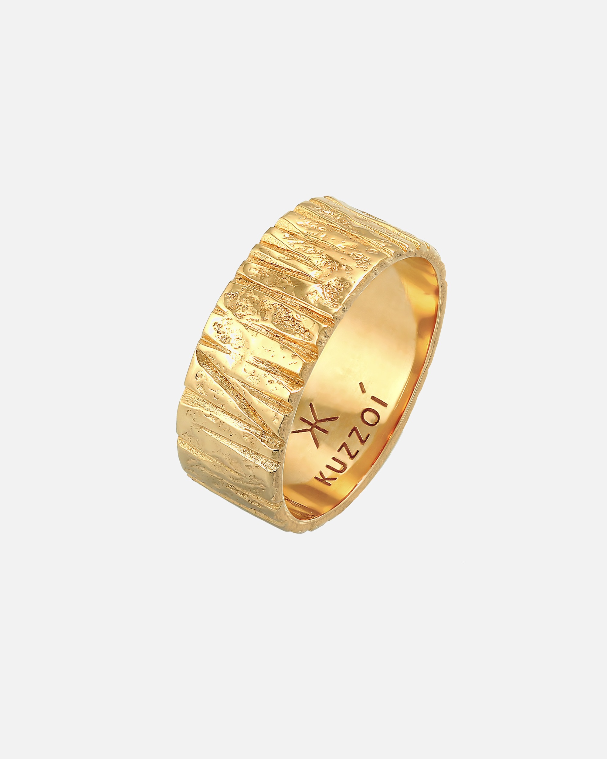 Ring für Männlich KUZZOI Bandring Breit Struktur Gehämmert 925 Silber 64