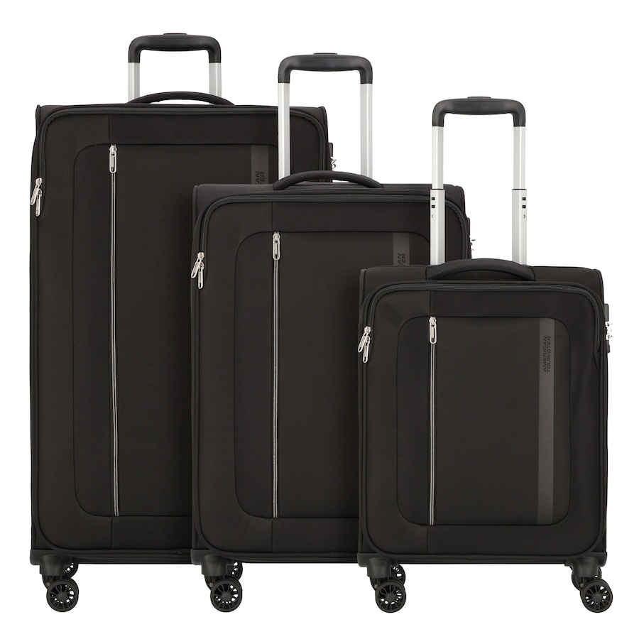 American Tourister Blazing Ride 4 Rollen Kofferset 3-teilig mit Dehnfalte black-grey Petrol Herren