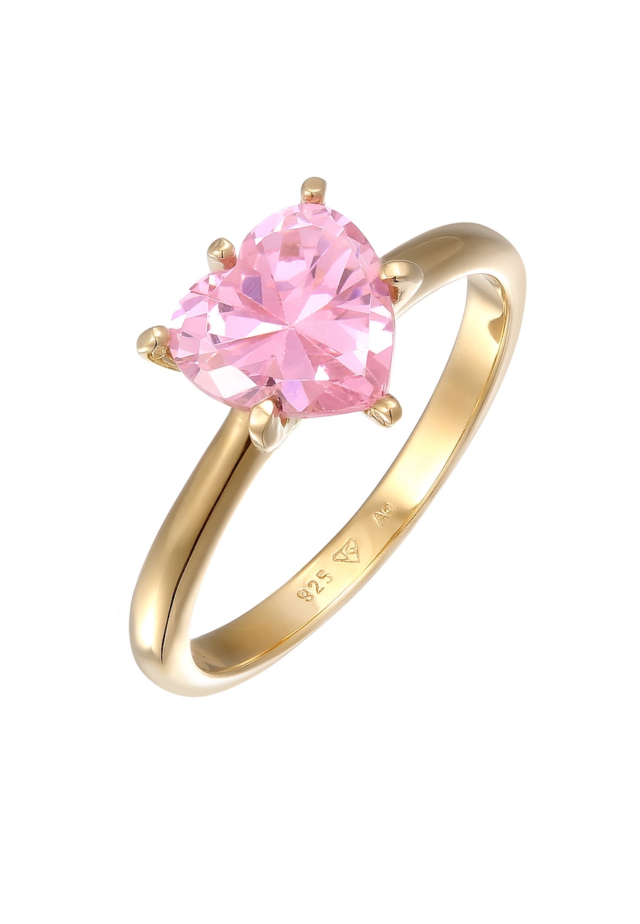 Elli Herz Zirkonia Verlobungsring Solitär 925 Silber 58 Damen