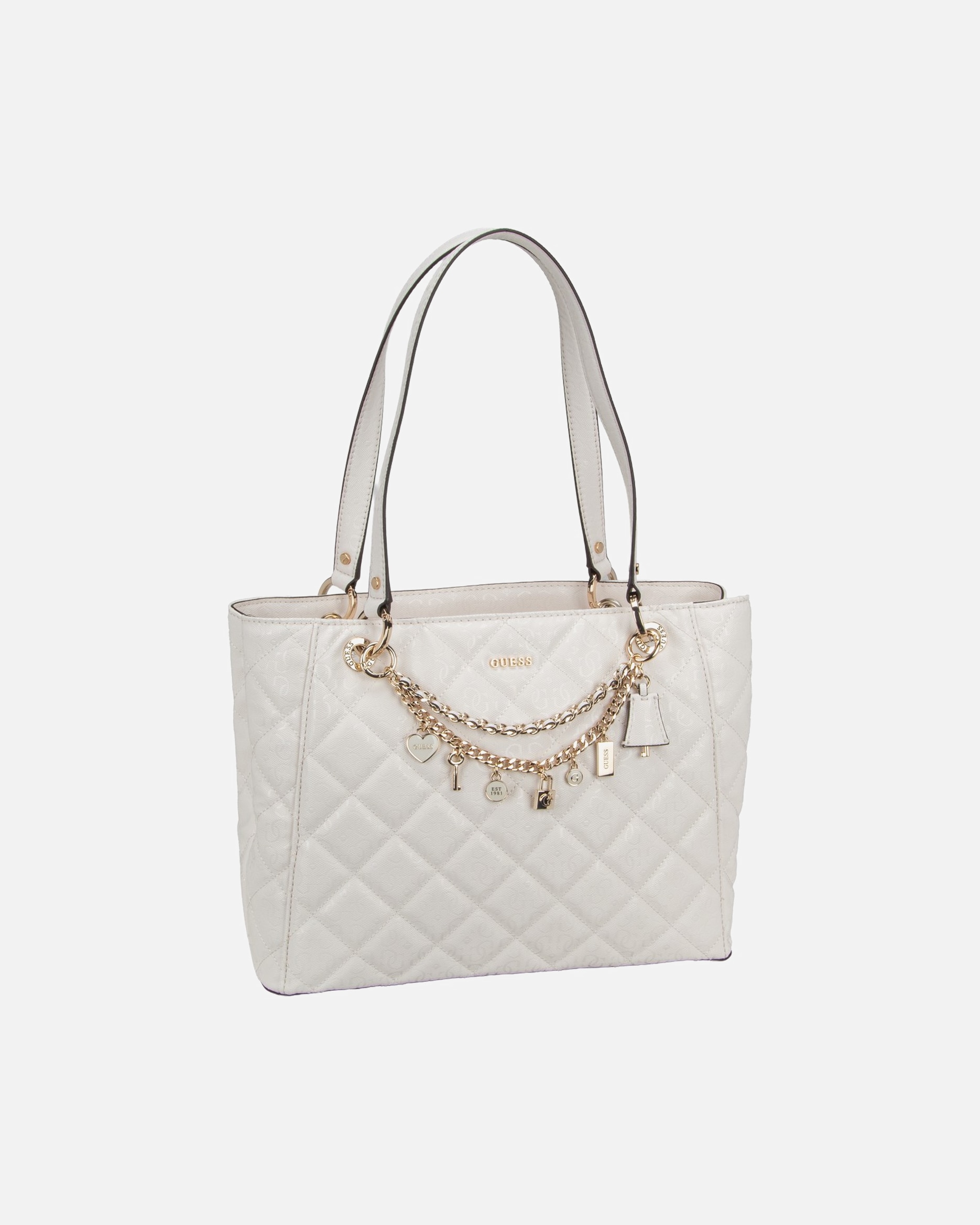Handtasche für Weiblich Guess Handtasche Libby Noel Tote Off White
