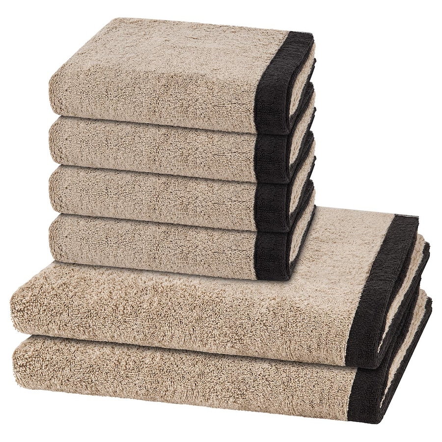 Cawö Handtuch-Set Lifestyle Splash (6-teilig) Leinen / basalt Schwarz