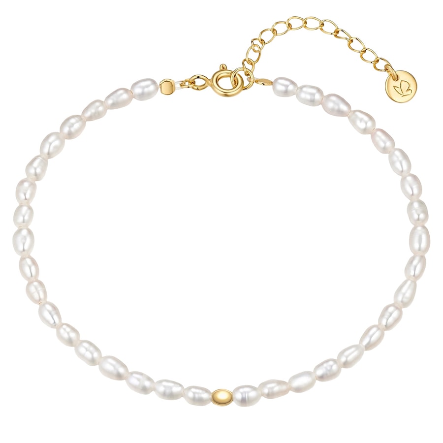 Glanzstücke München Perlen-Armband aus Sterling Silber in gelbgold mit Süßwasser-Zuchtperle 17,0 cm Basislänge + 3,0 Verlängerung Damen