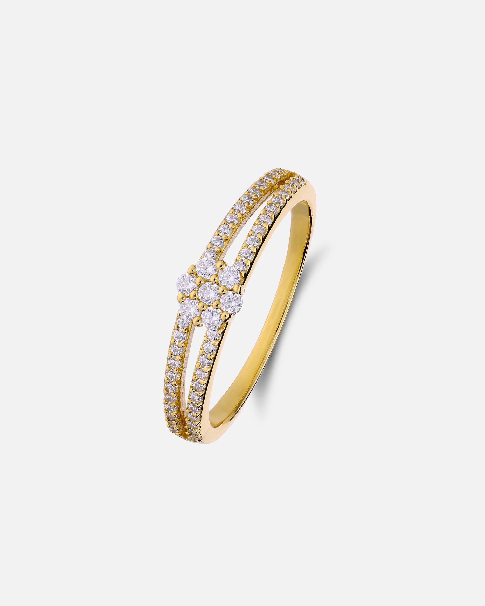 Ring für Weiblich Lucardi Ring 925 Silber - Gelbgold legiert Gold - 57mm