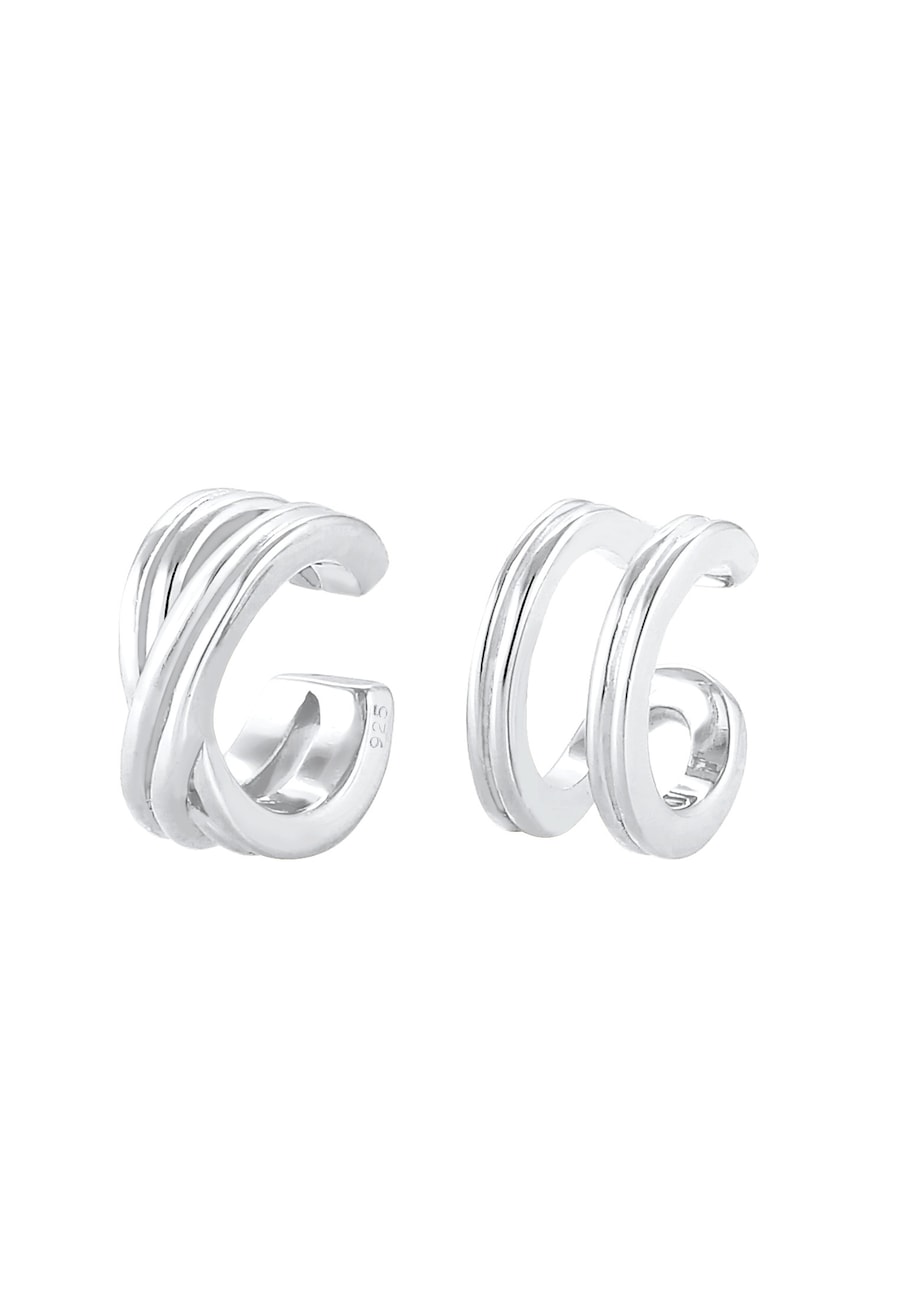 Elli Basic Set Earcuff Klemme Minimal Geo 925 Silber silberfarben Damen