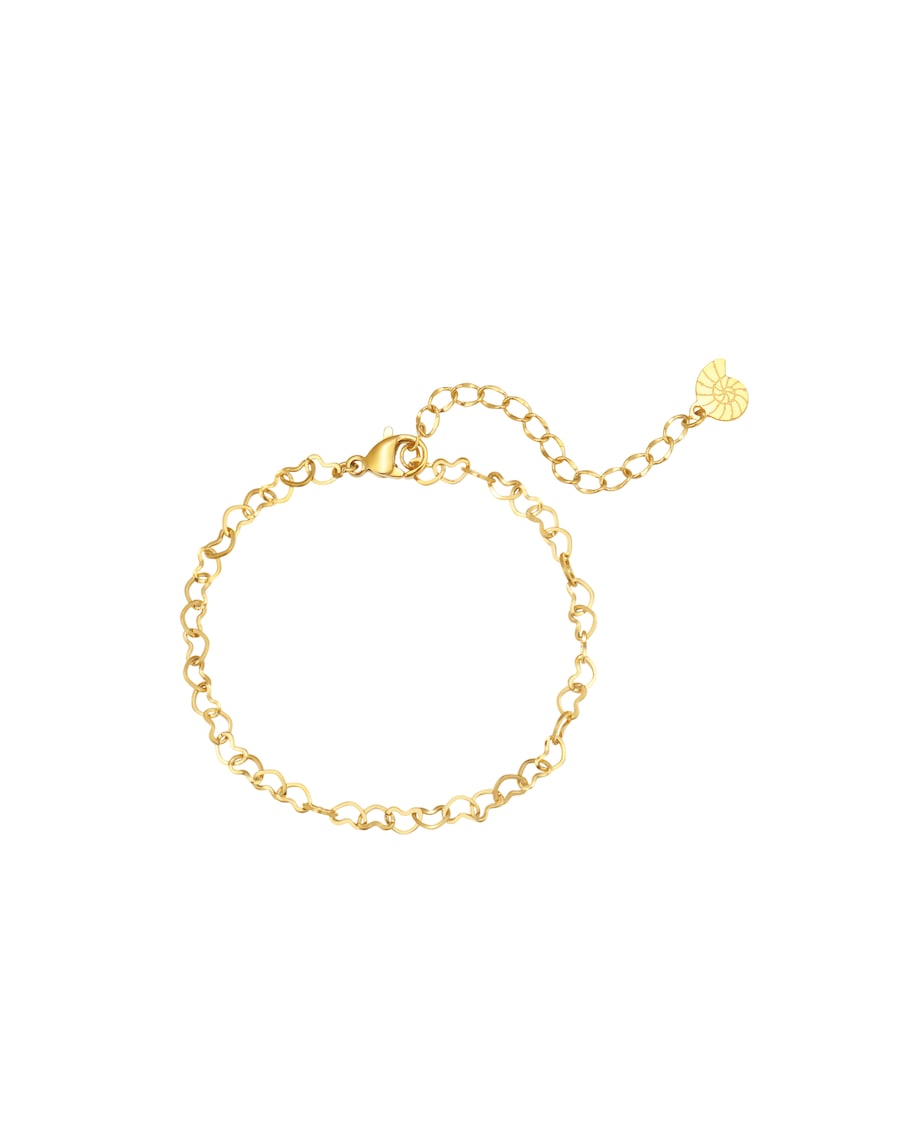 Hey Happiness Herzen Gliederarmband aus Edelstahl Gold Damen