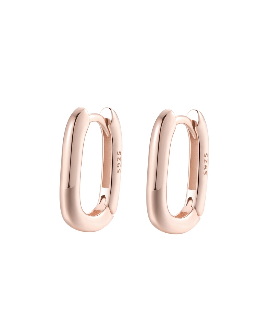 Hey Happiness Ovale Huggie Creolen 925 Sterlingsilber Rosegold Nude