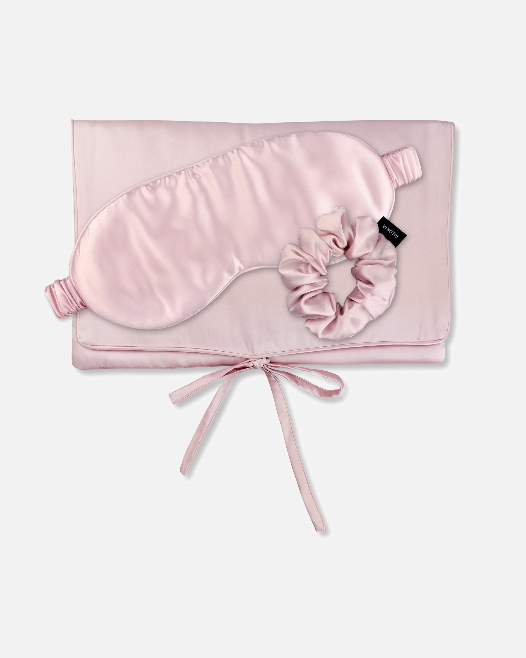 Haarreif für Weiblich Ailoria TRAVEL SET BEAUTY M Tasche, Schlafmaske & Scrunchie M aus Seide rosa