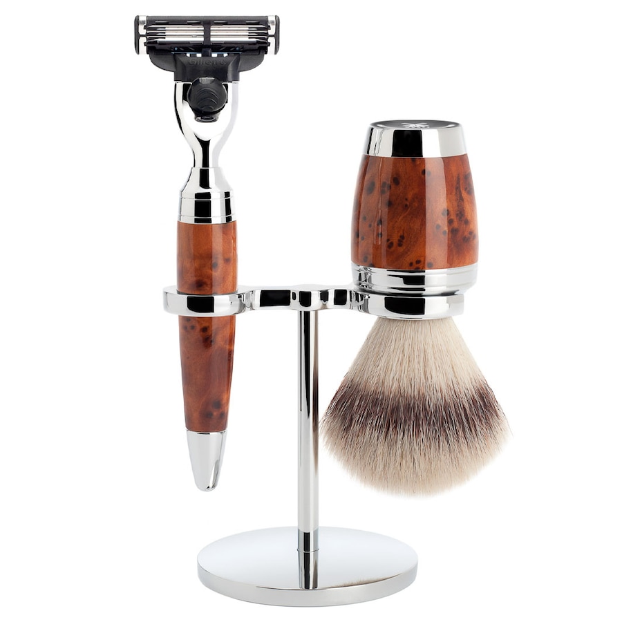 Mühle STYLO 3-teiliges Rasierset, Silvertip Fibre , mit Gillette Mach3 Griffmaterial Thuja-Holz Herren