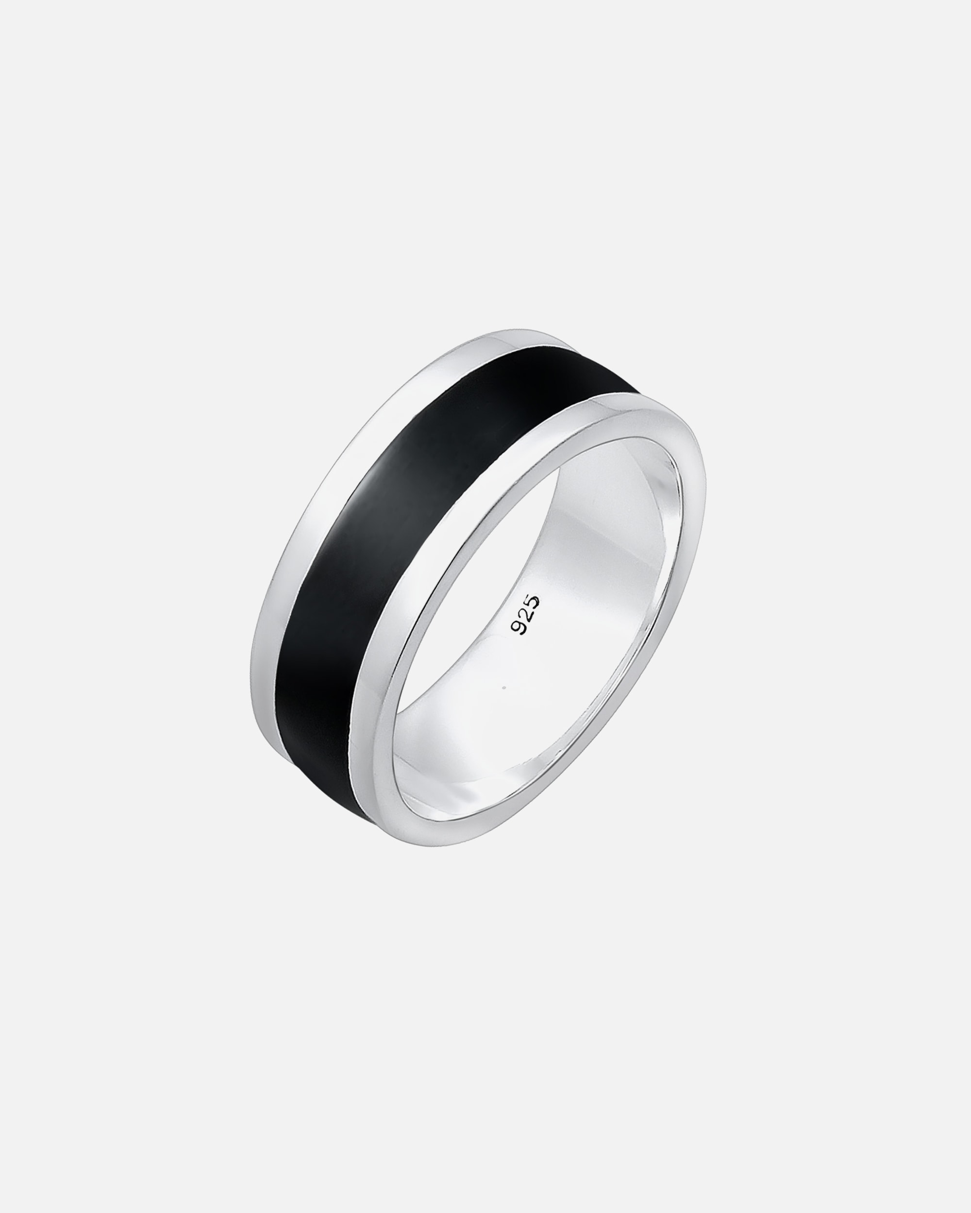 Ring für Männlich KUZZOI Herren Bandring Basic Geo Emaille Casual 925 Silber 60