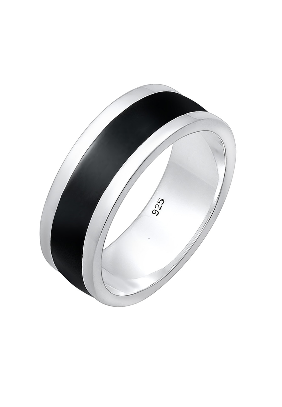 KUZZOI Herren Bandring Basic Geo Emaille Casual 925 Silber 62