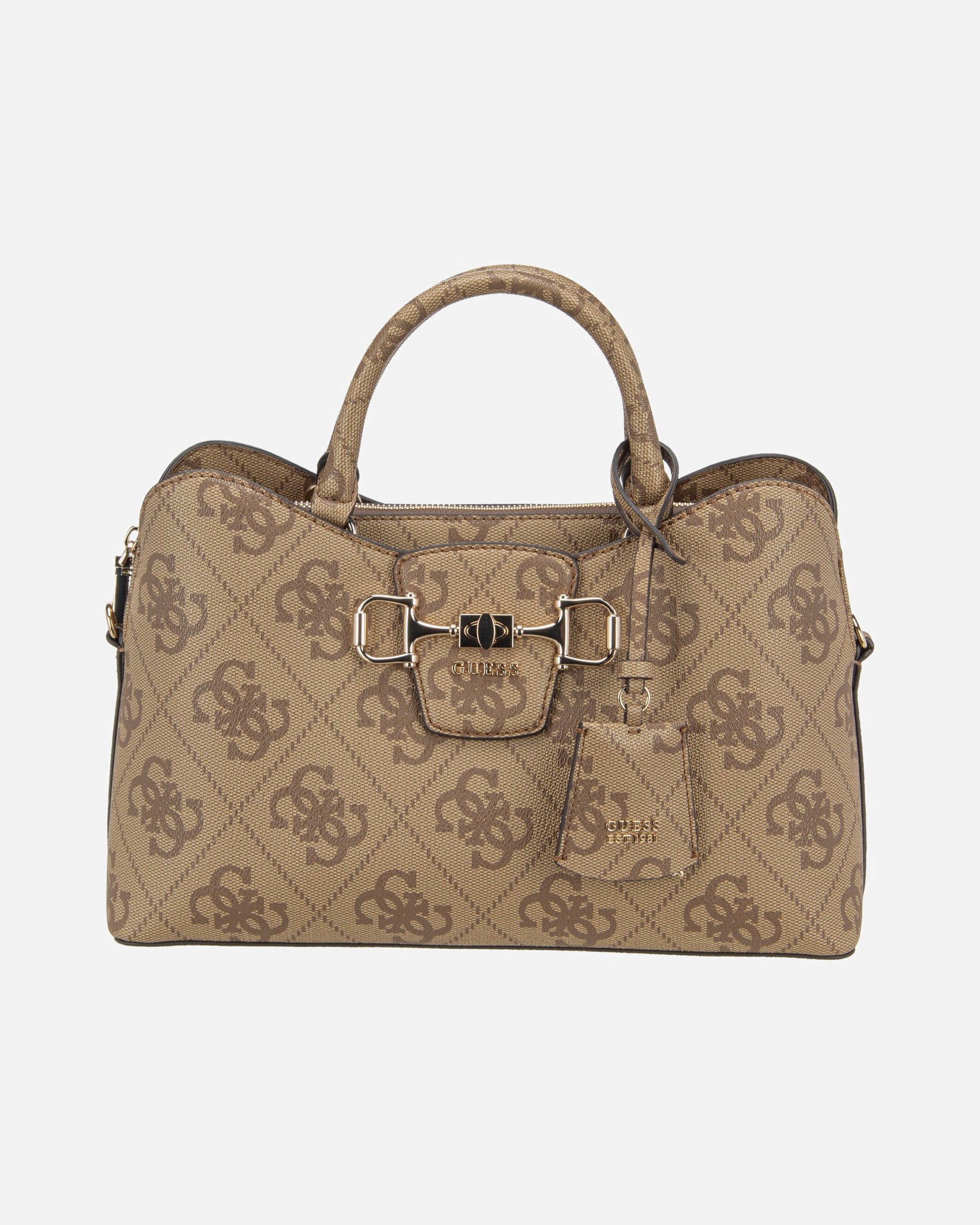 Handtasche für Weiblich Guess Handtasche Janie Logo Girlfriend Satchel Latte Logo